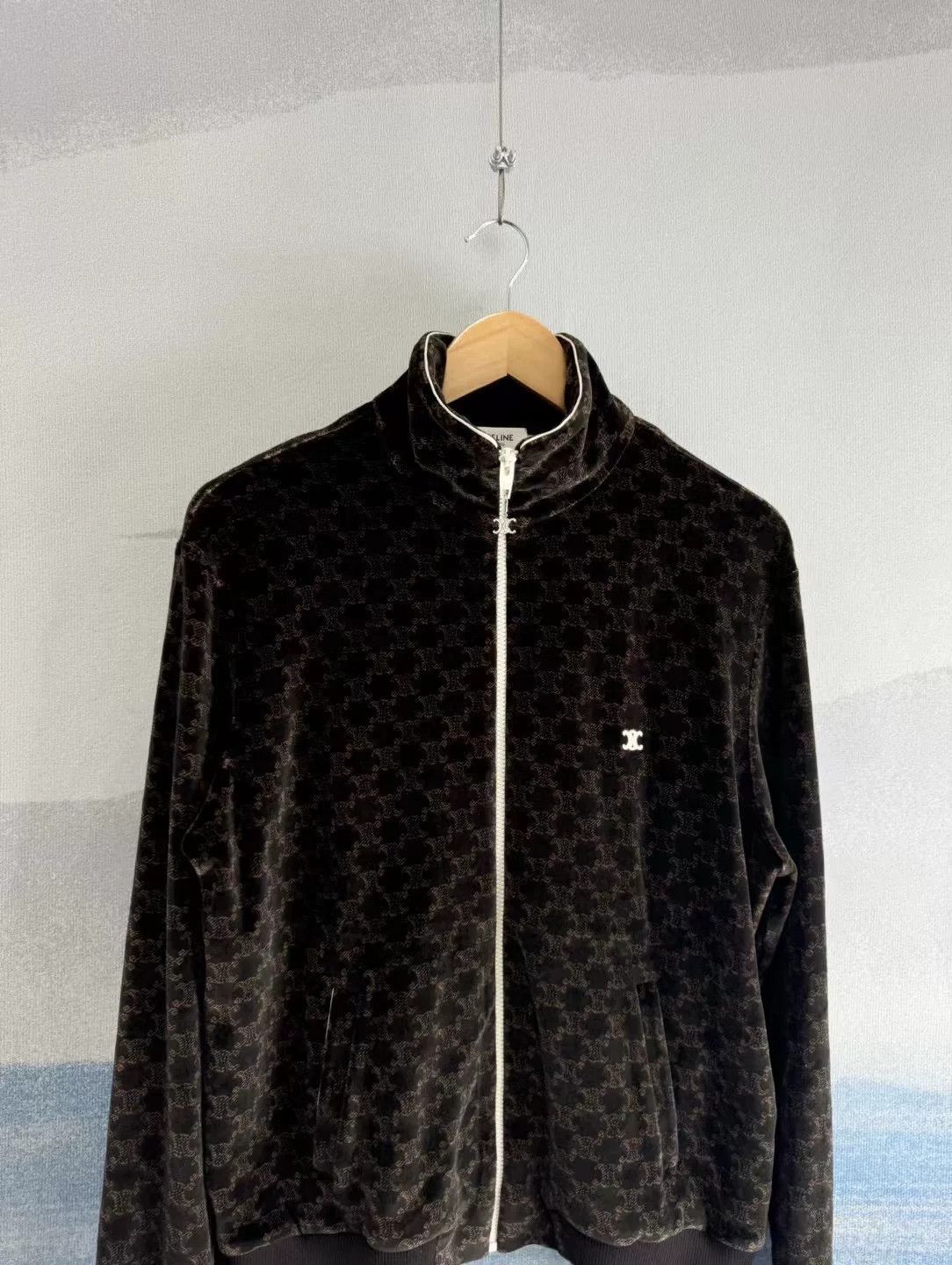 Celine brown celine velvet zip jacket Size US M / EU 48-50 / 2 - 2 Thumbnail