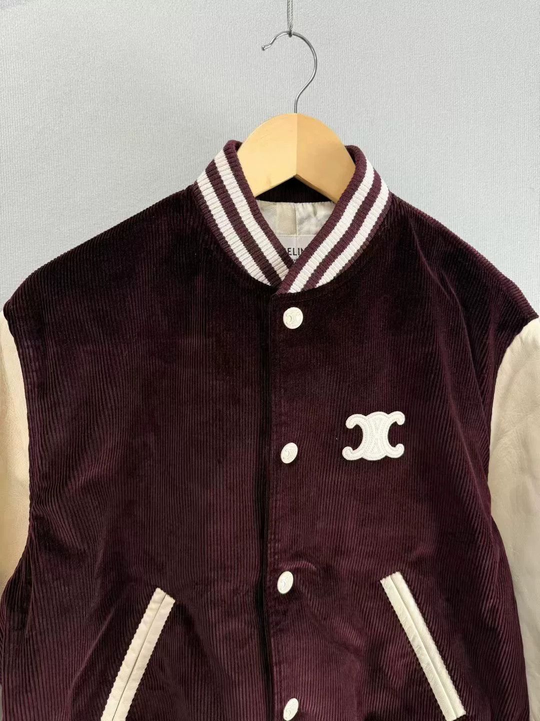 Celine burgundy corduroy baseball jacket Size XS / US 0-2 / IT 36-38 - 3 Thumbnail