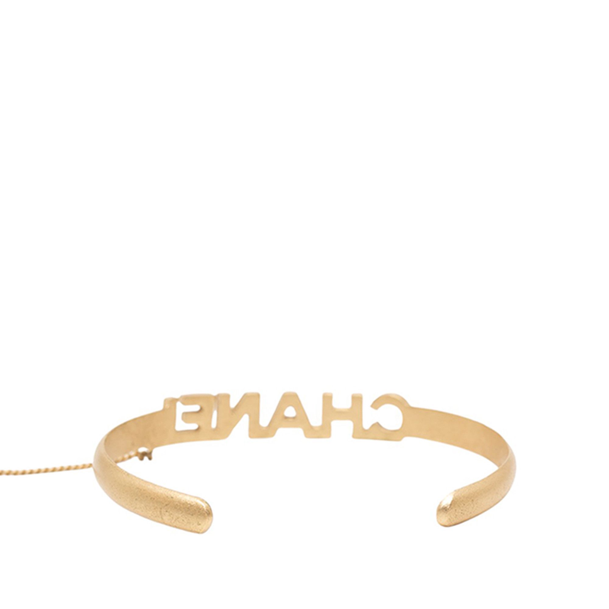 Chanel Chanel CC Gold Plated Rhinestone Logo Cuff Bracelet and Ring Set Size ONE SIZE - 4 Thumbnail
