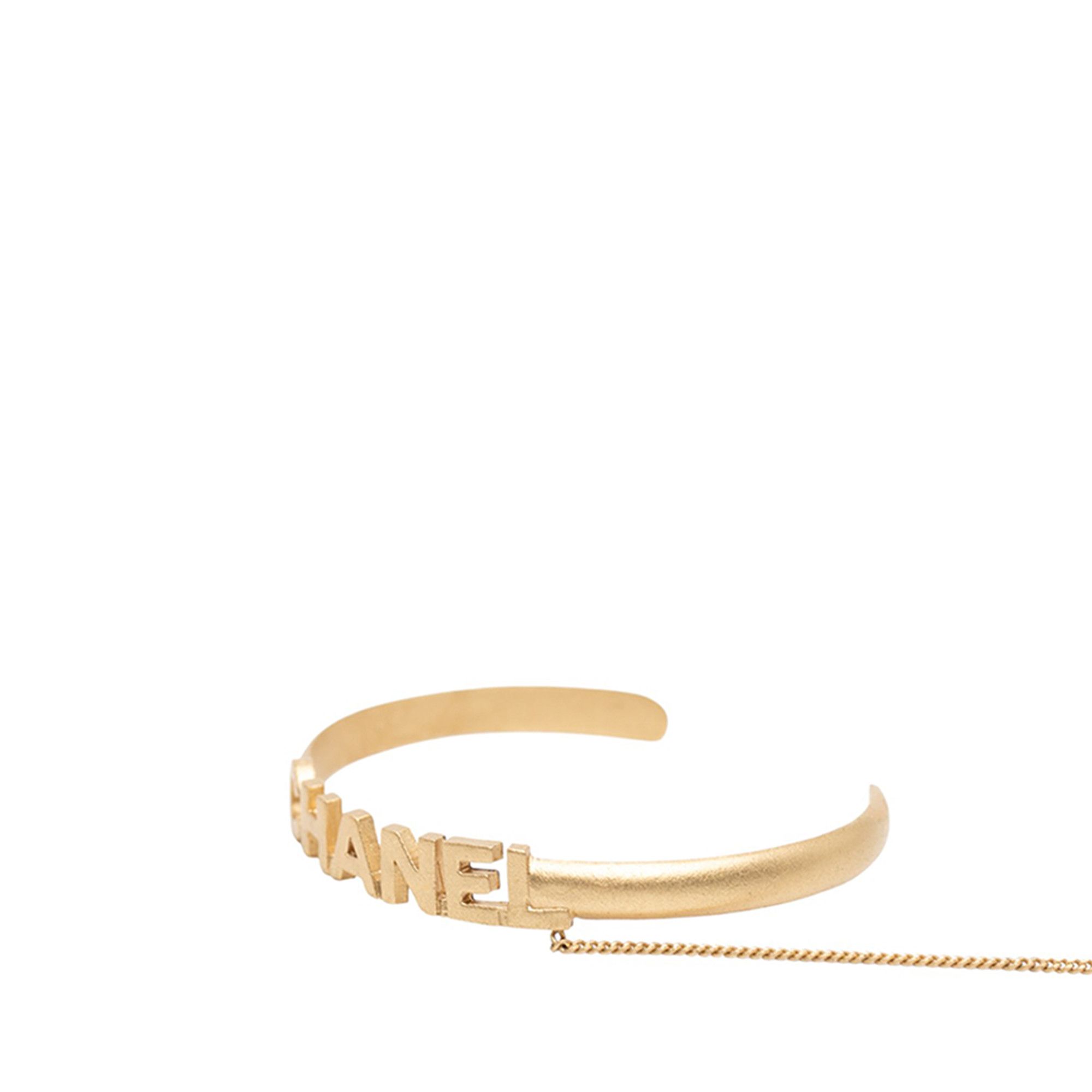 Chanel Chanel CC Gold Plated Rhinestone Logo Cuff Bracelet and Ring Set Size ONE SIZE - 3 Thumbnail