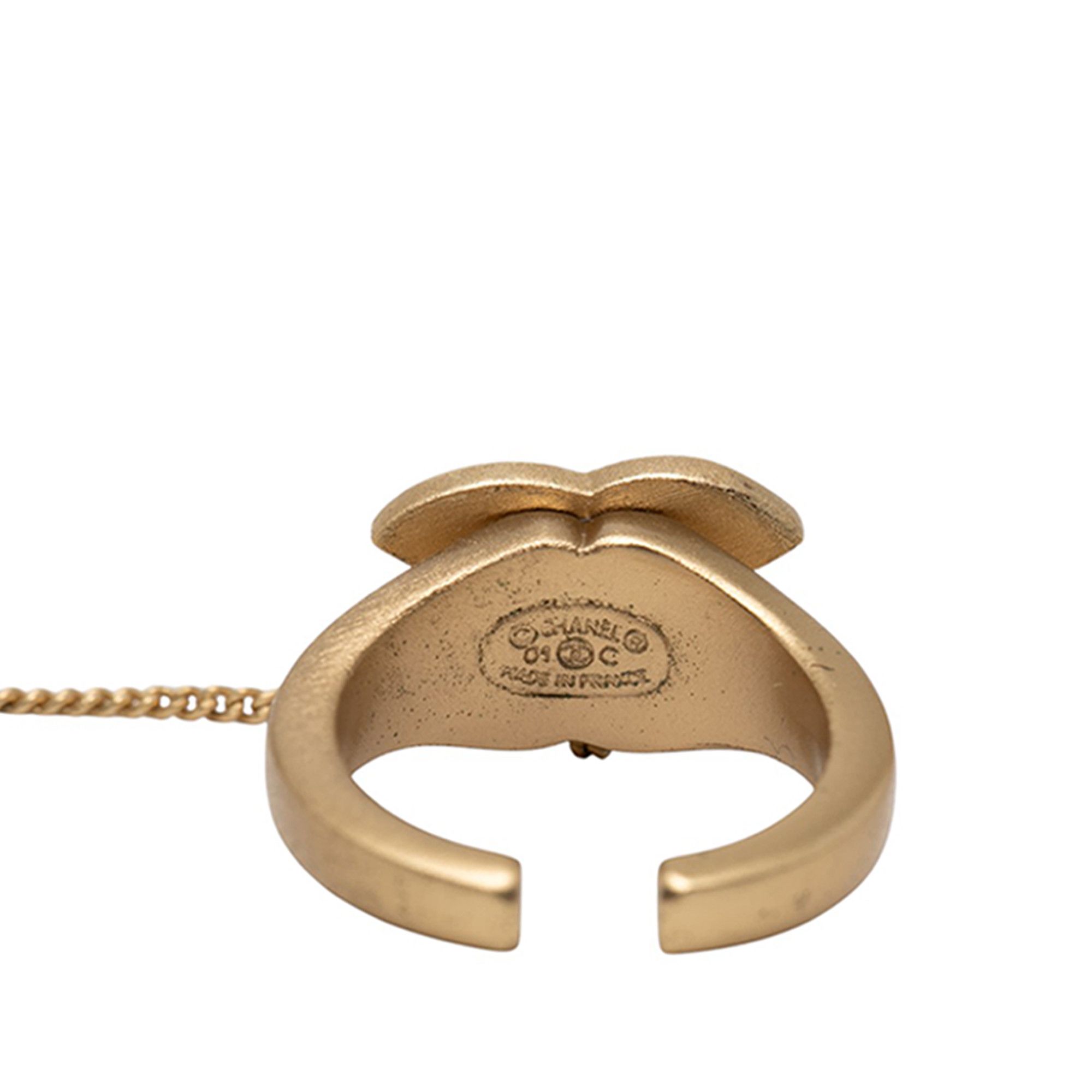 Chanel Chanel CC Gold Plated Rhinestone Logo Cuff Bracelet and Ring Set Size ONE SIZE - 8 Thumbnail
