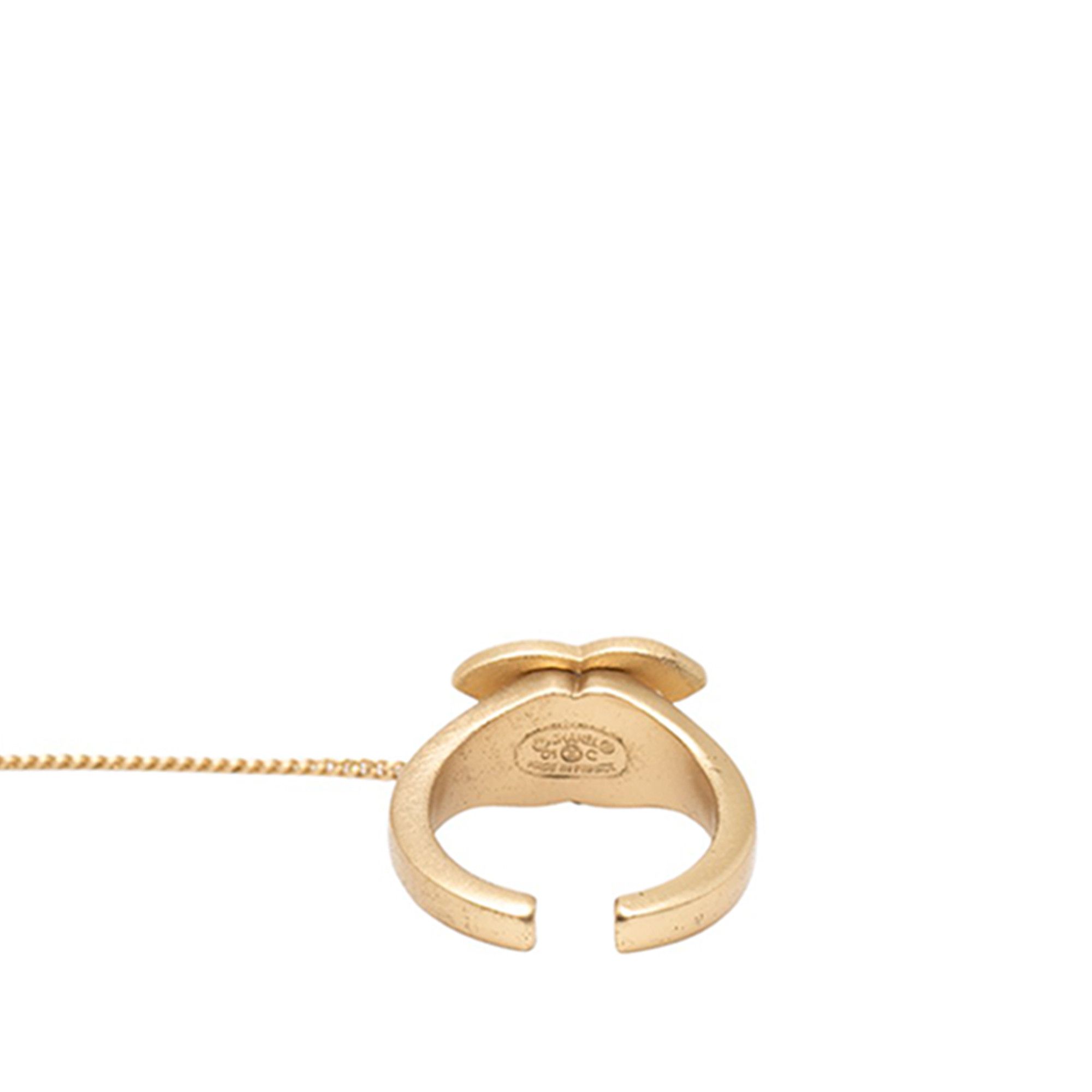Chanel Chanel CC Gold Plated Rhinestone Logo Cuff Bracelet and Ring Set Size ONE SIZE - 7 Thumbnail
