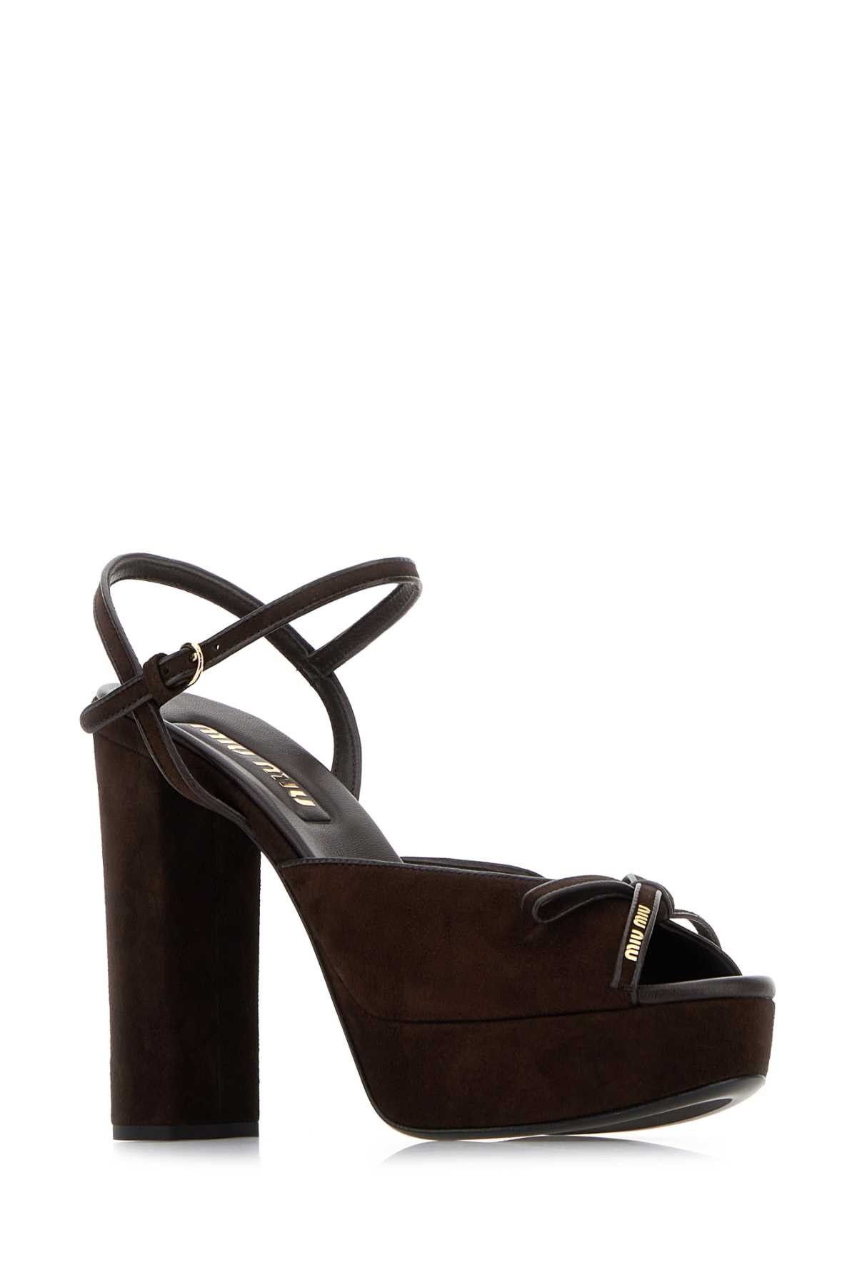 Miu Miu Dark Brown Suede Sandals Size US 9 / IT 39 - 2 Thumbnail