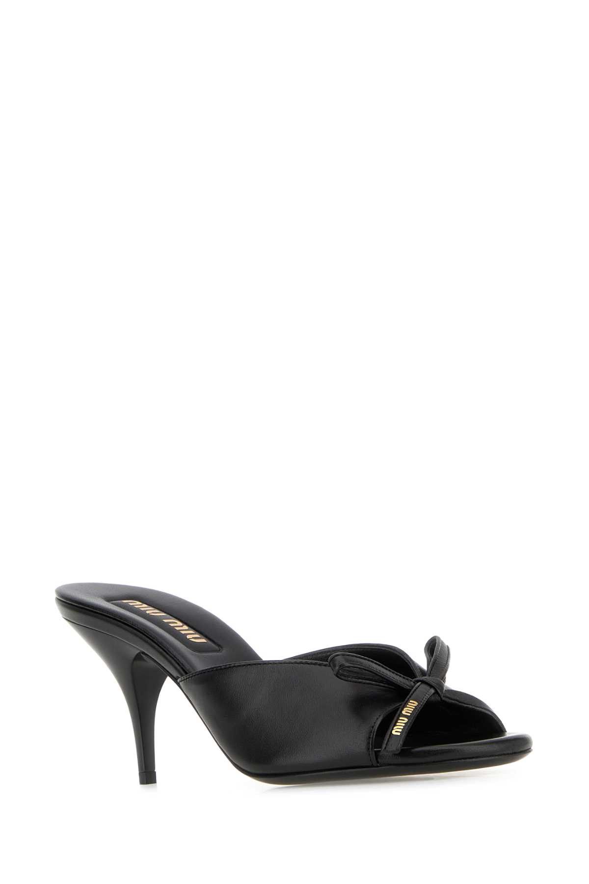Miu Miu Black Nappa Leather Mules Size US 10 / IT 40 - 2 Thumbnail