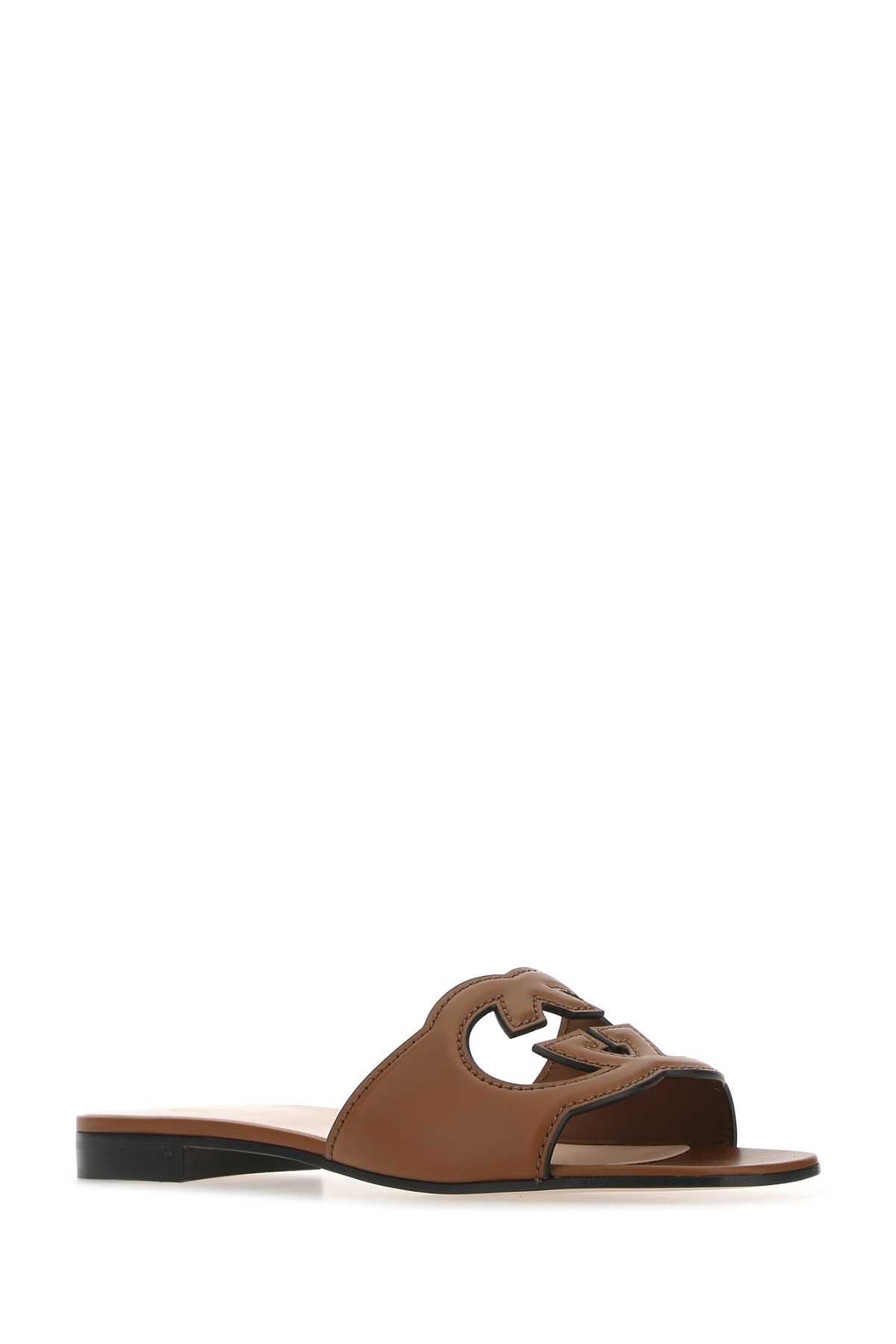 Gucci Brown Leather Slippers Size US 5.5 / IT 35.5 - 2 Thumbnail