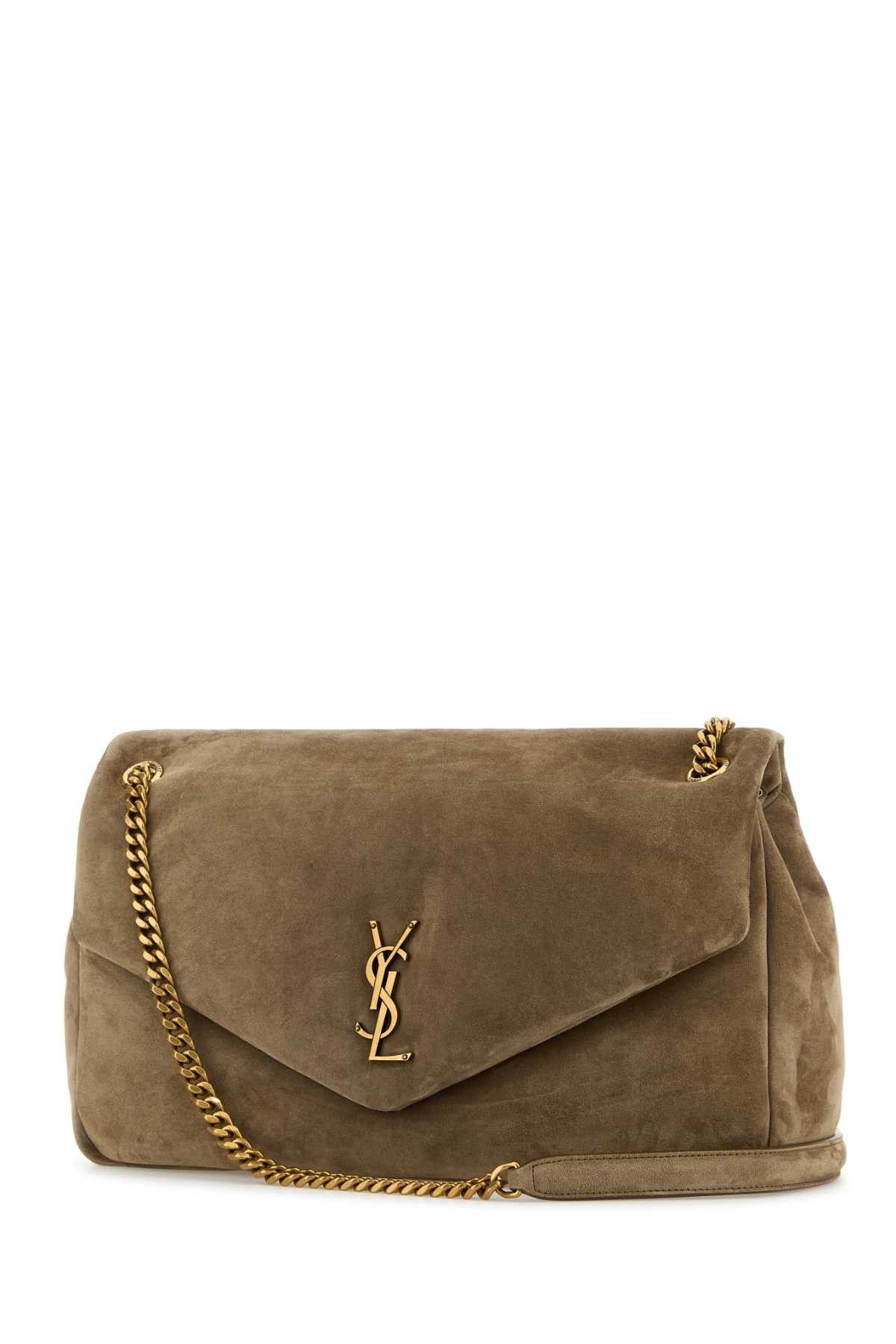 Saint Laurent Paris Dove Grey Suede Leather Large Calypso Shoulder Bag Size ONE SIZE - 2 Thumbnail