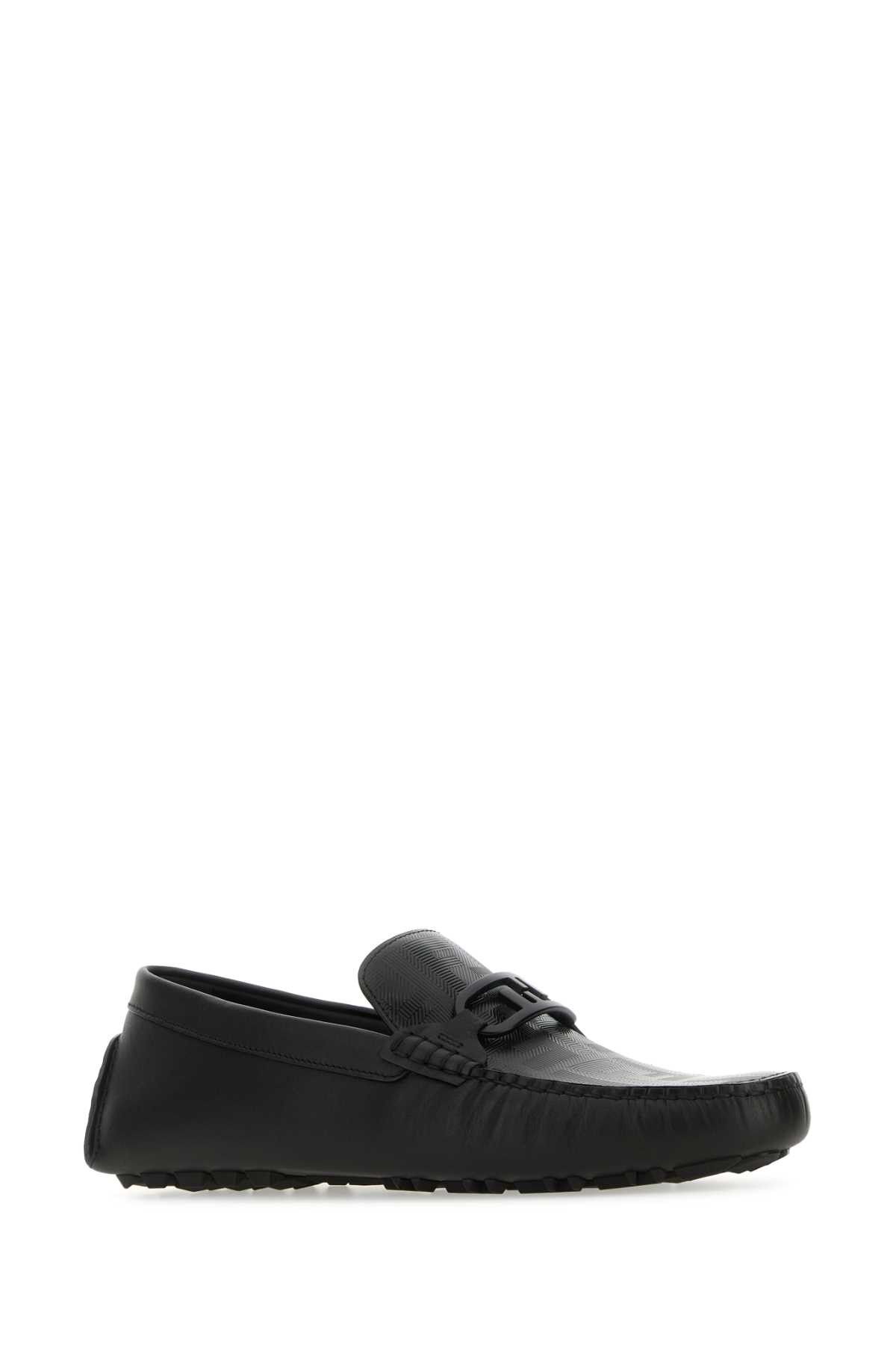 Fendi Black Leather Diver O Lock Loafers Size US 7 / EU 40 - 2 Thumbnail