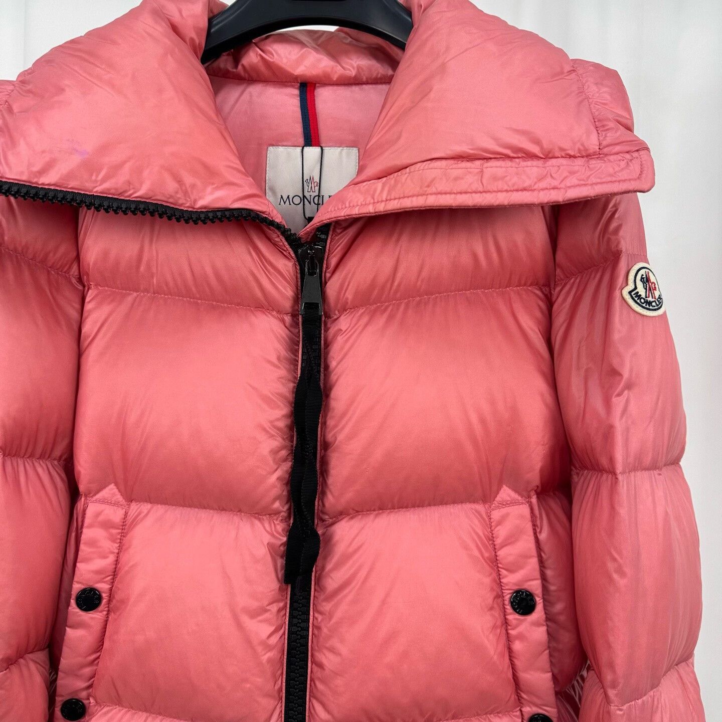 Moncler pink embroidered logo down jacket Size XXS / US 00 / IT 34 - 3 Thumbnail