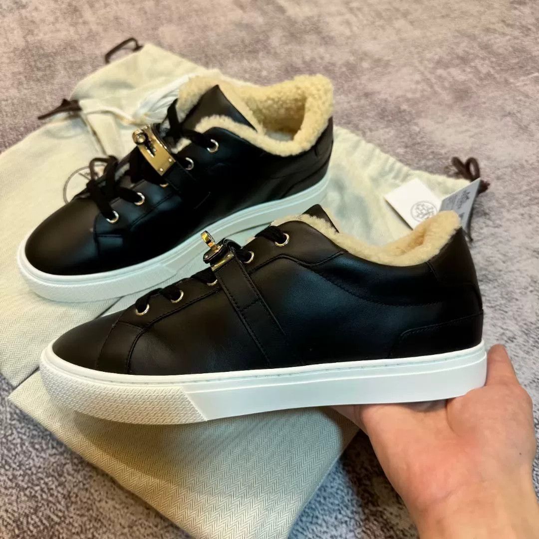 Hermes black leather hermes kelly casual shoes Size US 10.5 / EU 43-44 - 2 Thumbnail