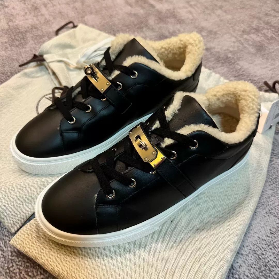 Hermes black leather hermes kelly casual shoes Size US 10.5 / EU 43-44 - 3 Thumbnail