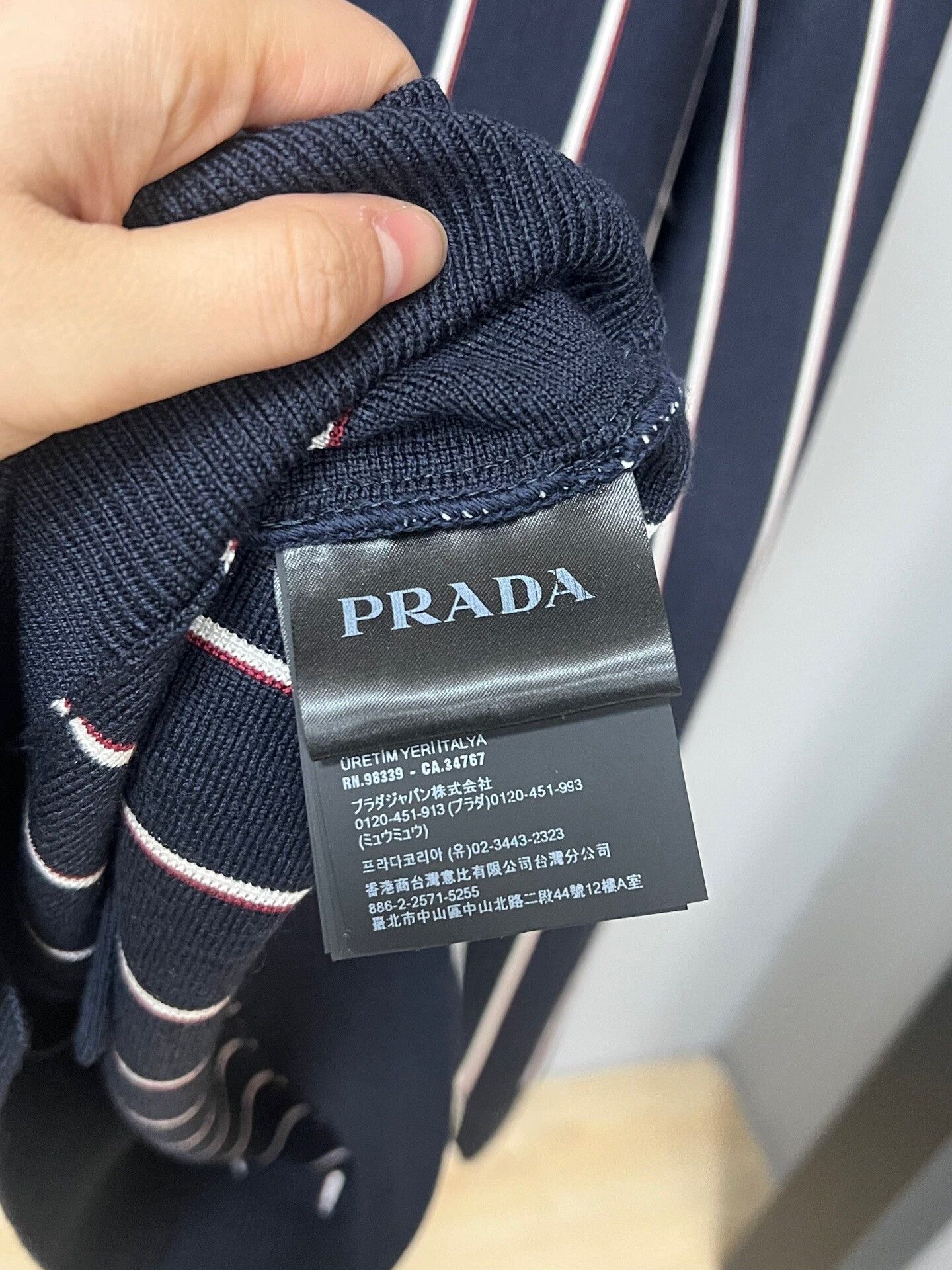 Prada navy striped knit cardigan by Prada Size US L / EU 52-54 / 3 - 4 Thumbnail