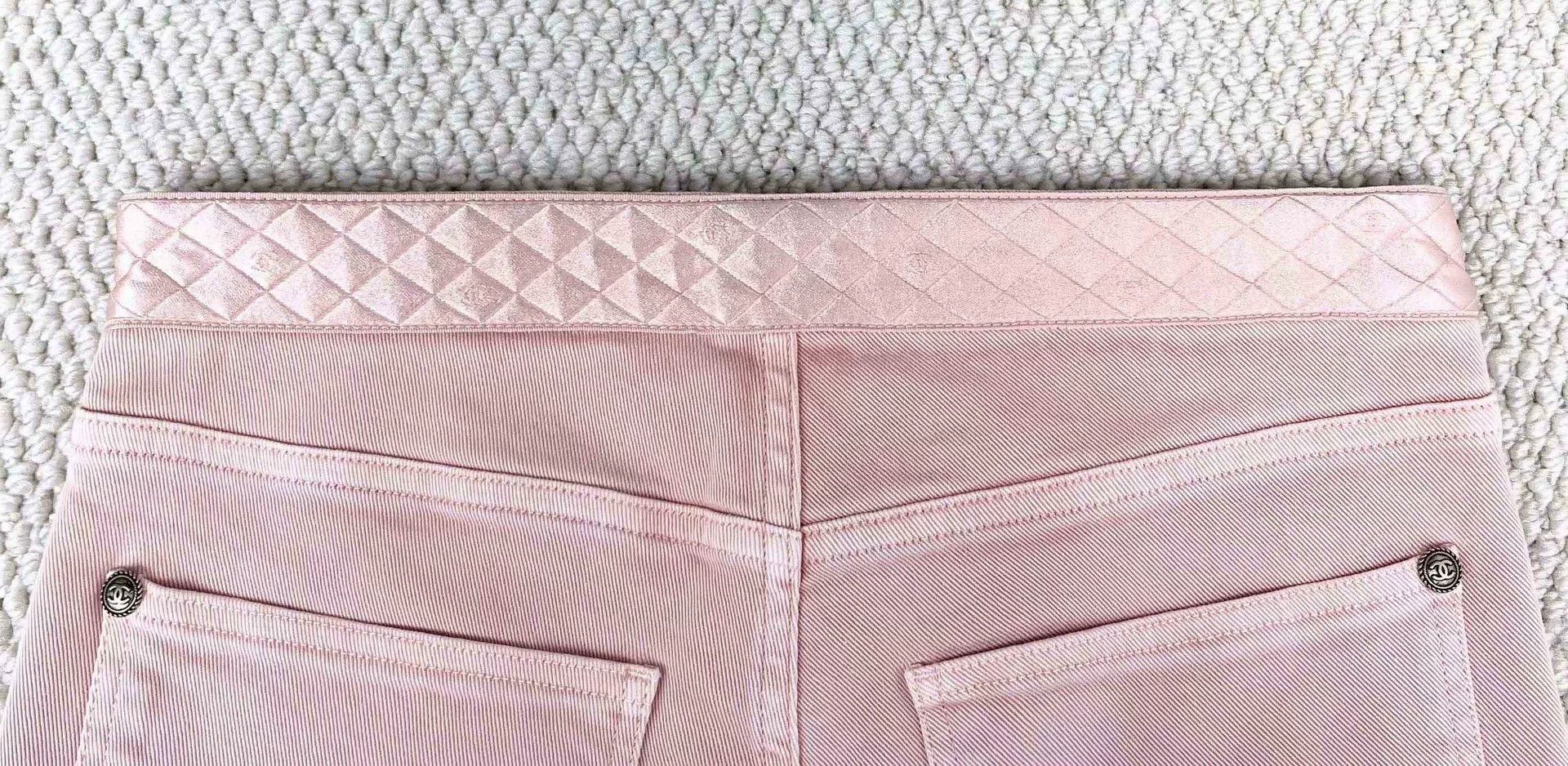 Chanel pink high-waisted quilted Chanel jeans Size 36" / US 14 / IT 50 - 5 Thumbnail