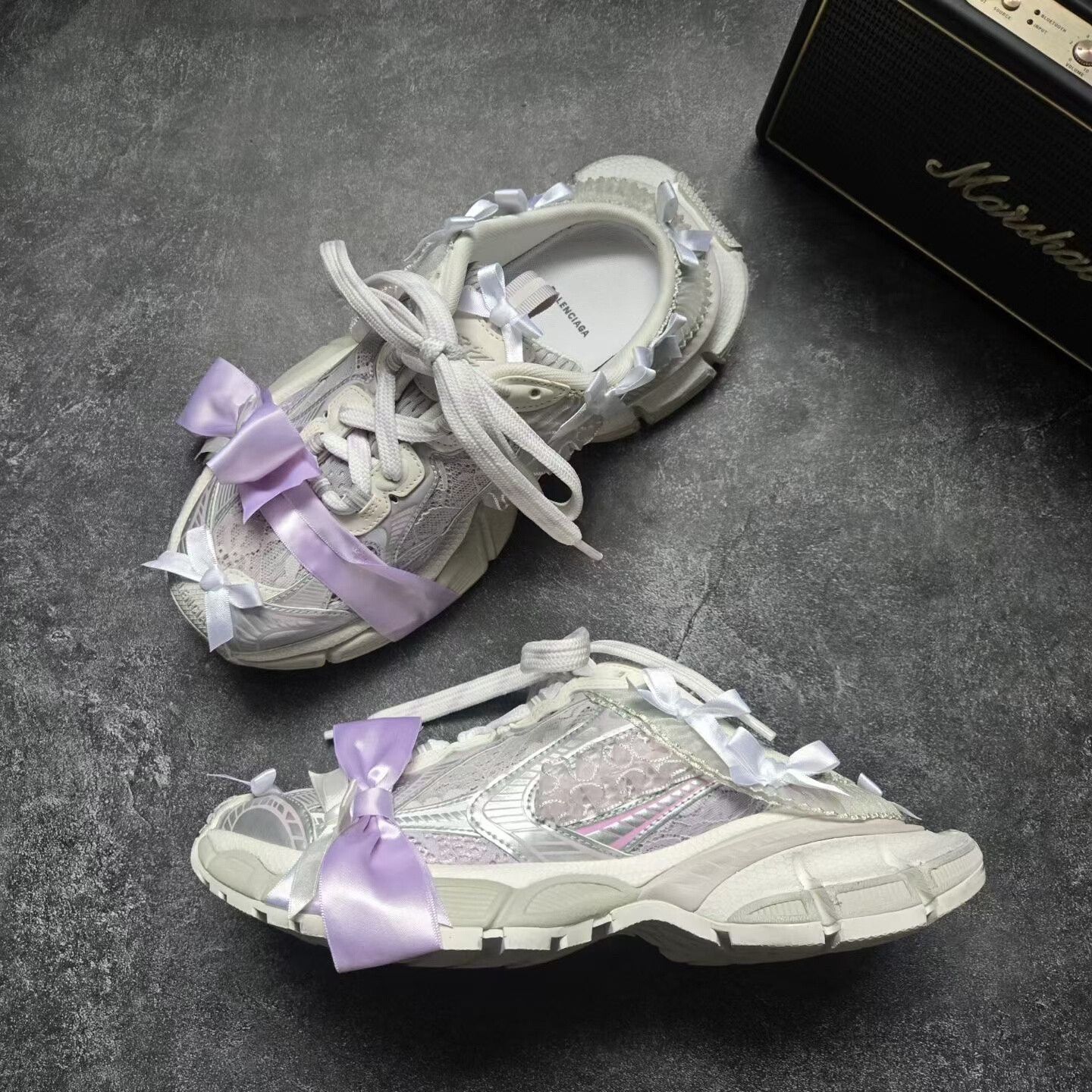 Balenciaga balenciaga lace bow tie half slip-ons Size US 7.5 / IT 37.5 - 4 Thumbnail
