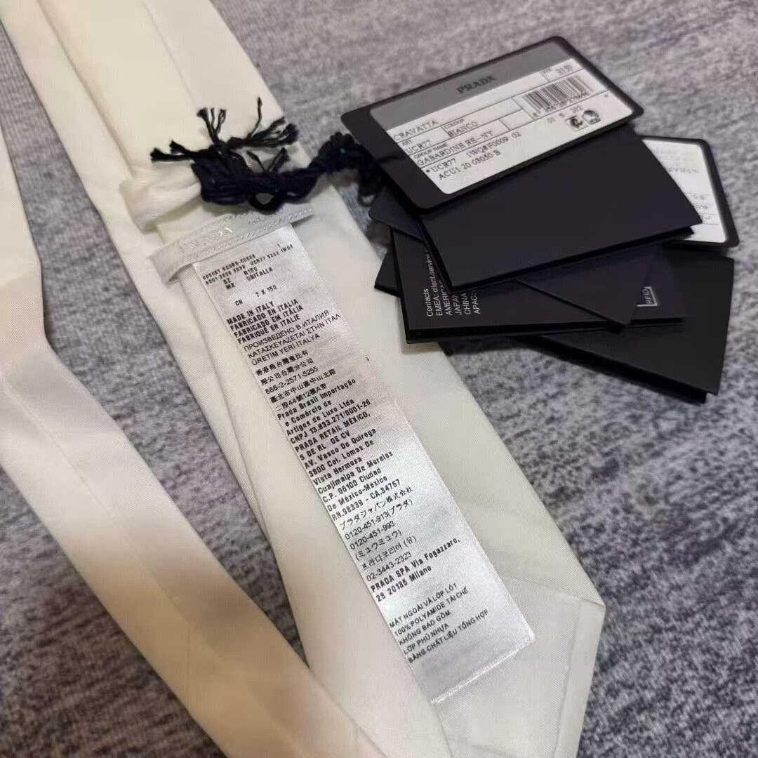 Prada prada re-nylon white tie with triangle logo Size ONE SIZE - 4 Thumbnail