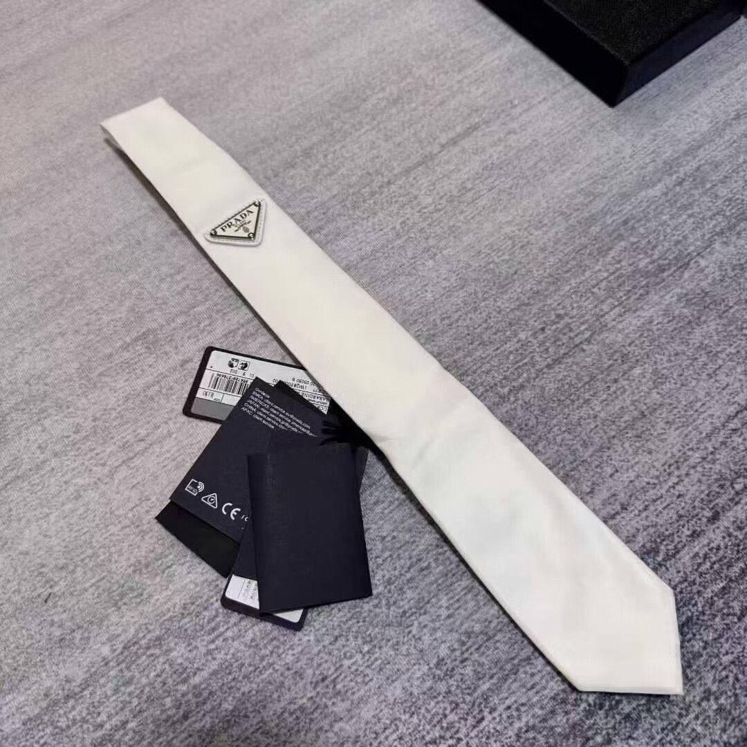 Prada prada re-nylon white tie with triangle logo Size ONE SIZE - 2 Thumbnail