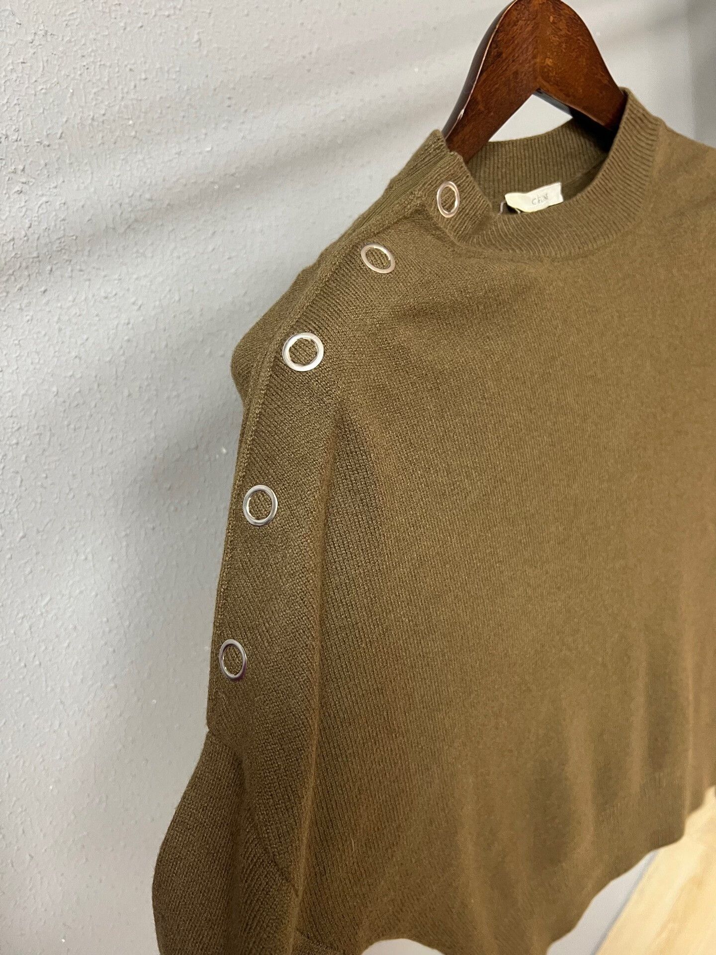 celine shoulder-button cashmere knit sweater