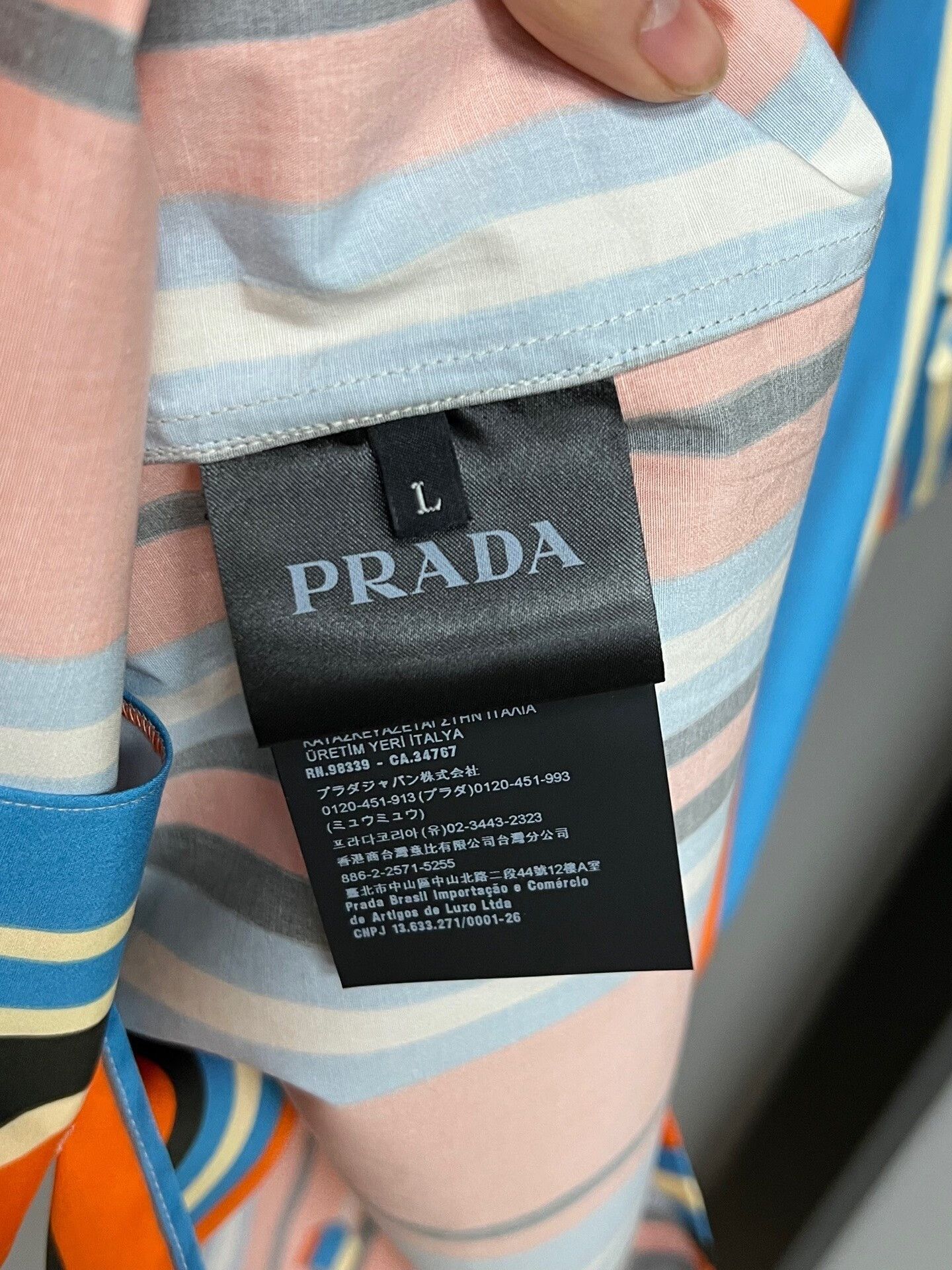 Prada prada striped short sleeve bowling shirt Size US L / EU 52-54 / 3 - 3 Thumbnail