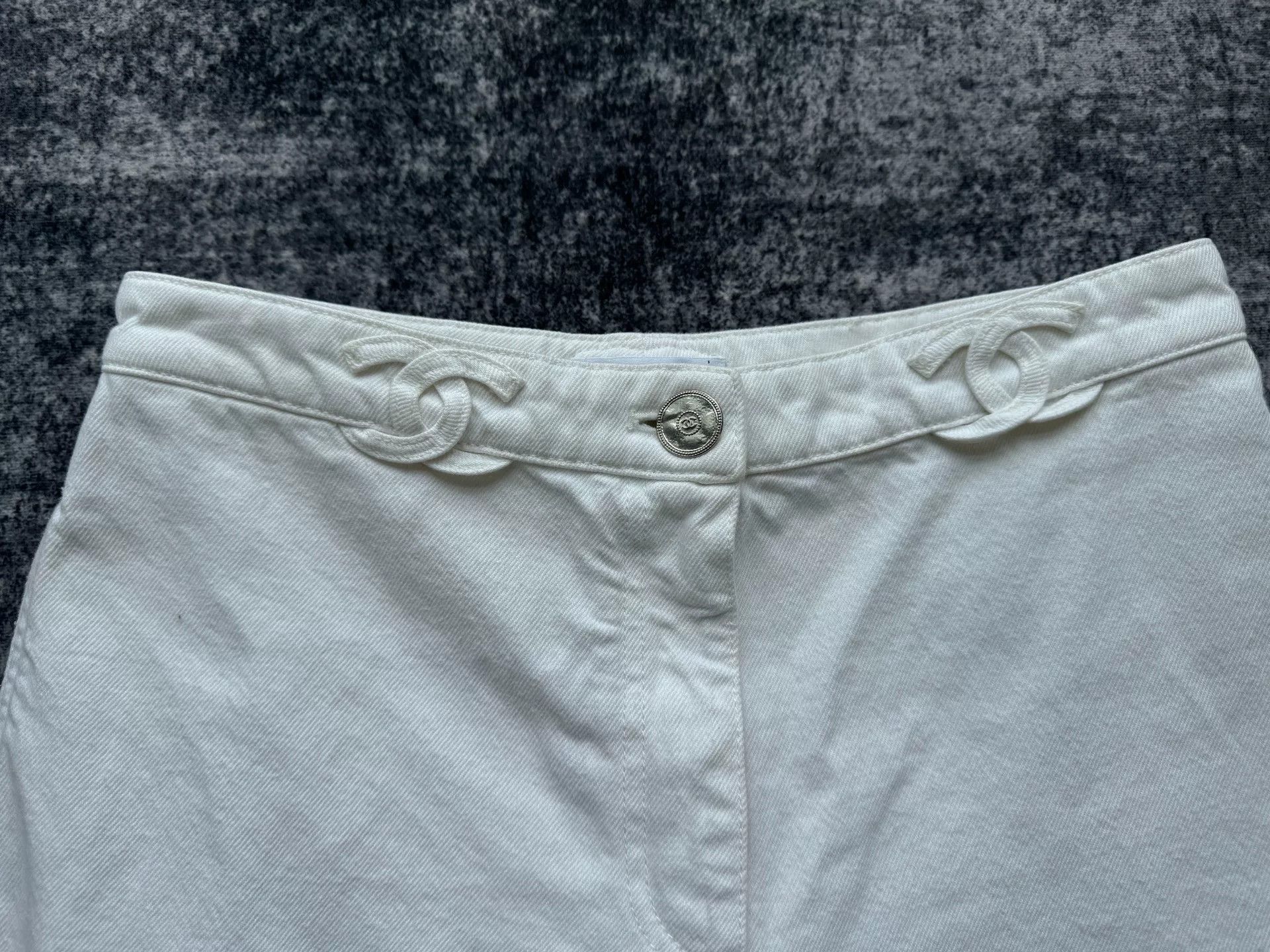 Chanel Chanel White Double C Denim Pants Size 38" / US 16 / IT 52 - 4 Thumbnail