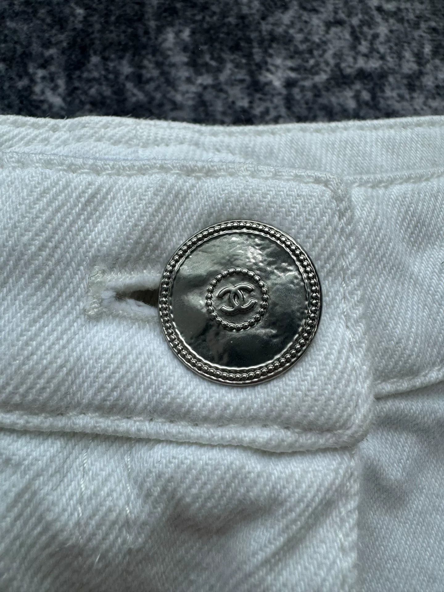 Chanel Chanel White Double C Denim Pants Size 38" / US 16 / IT 52 - 3 Thumbnail