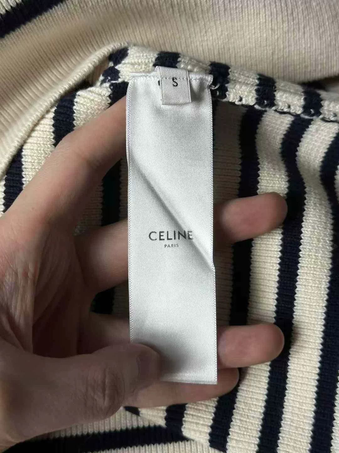 Celine celine striped knit sweater with gold accents Size S / US 4 / IT 40 - 5 Thumbnail
