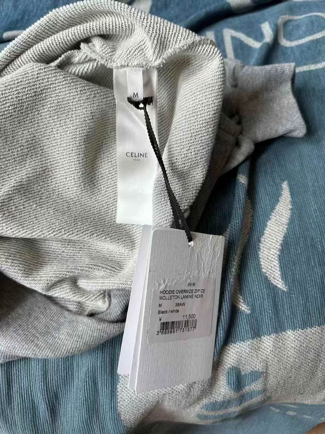 Celine celine gray embroidered logo hoodie Size M / US 6-8 / IT 42-44 - 3 Thumbnail