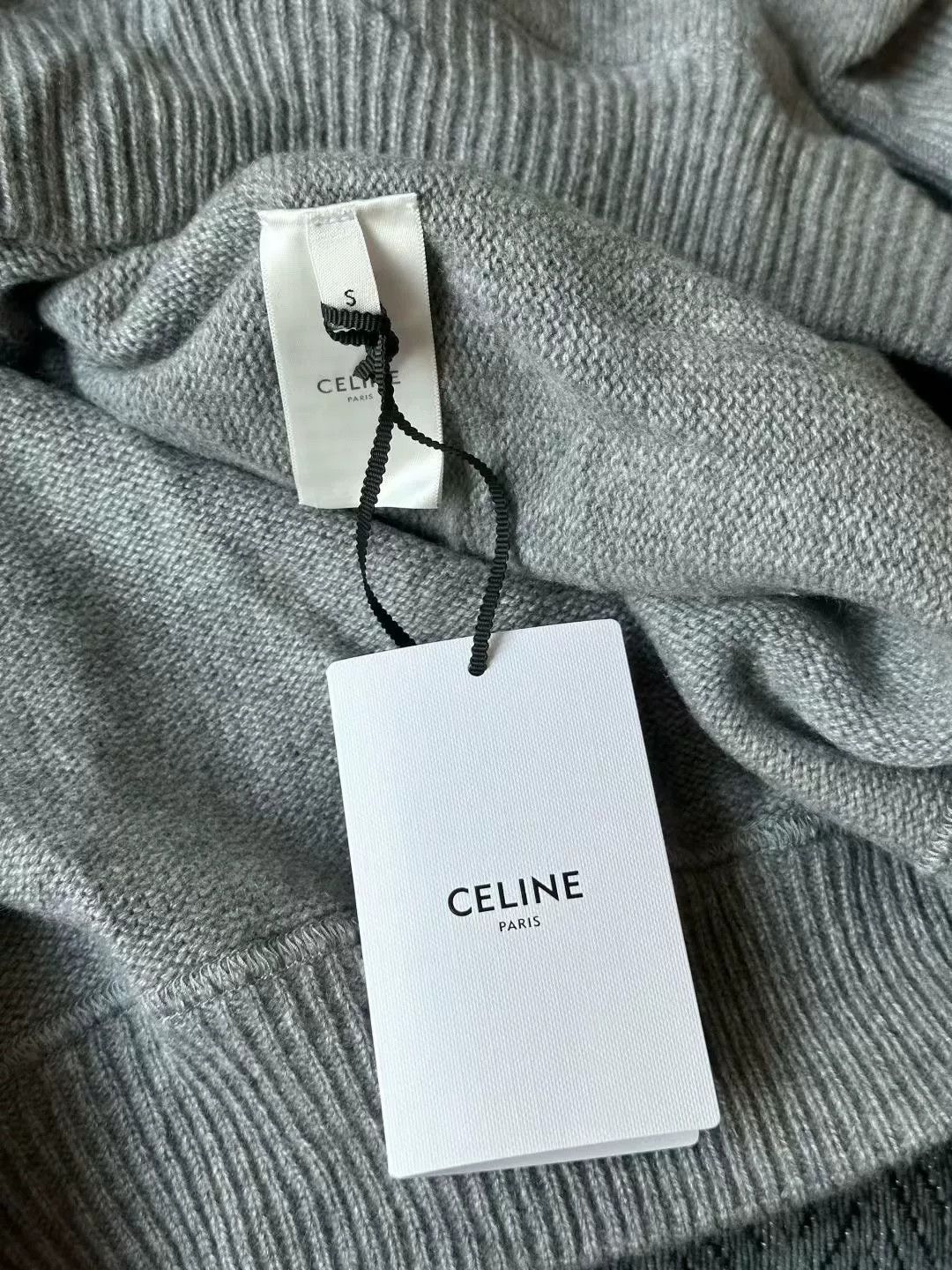 Celine celine gray drawstring logo cashmere hoodie Size S / US 4 / IT 40 - 4 Thumbnail