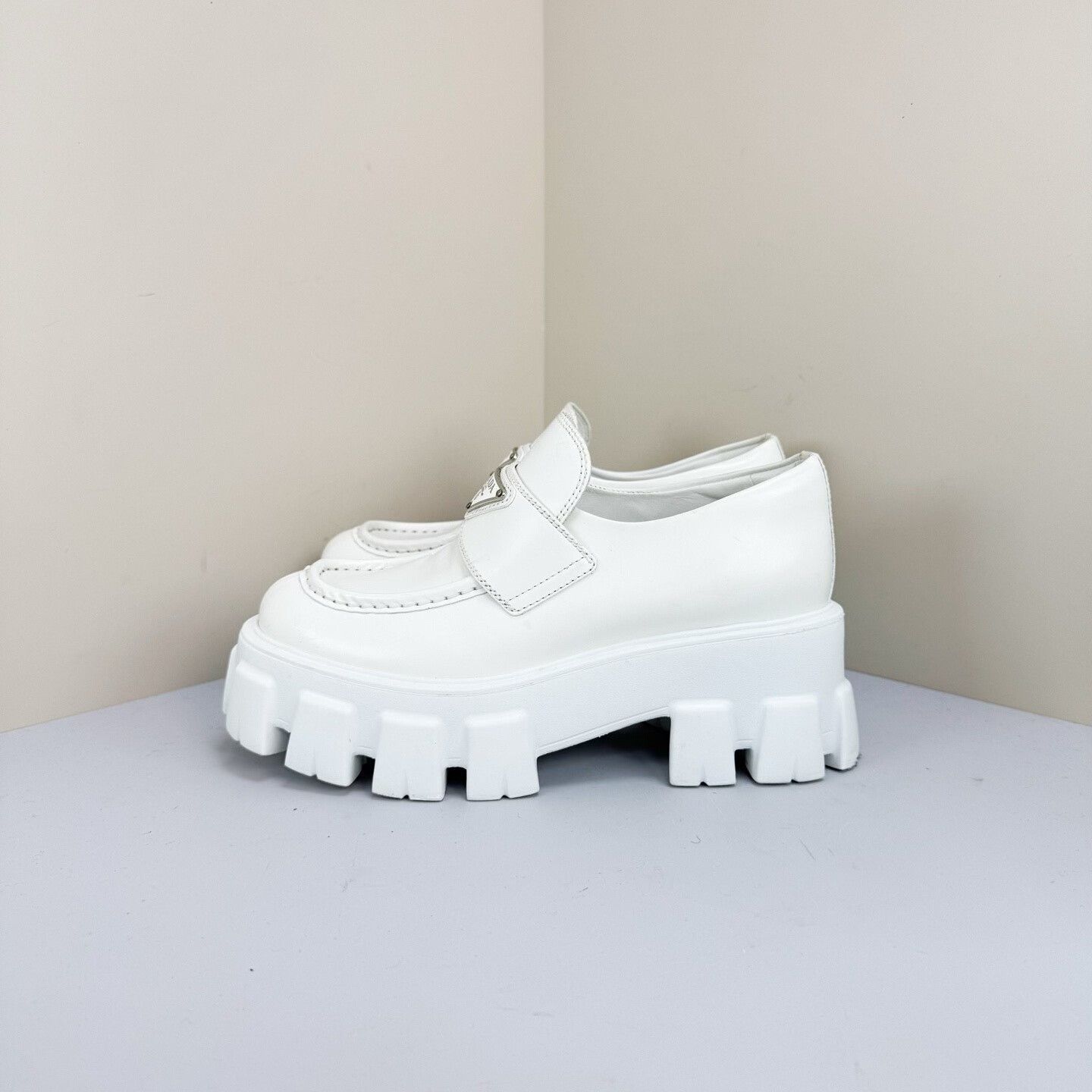 Prada prada white platform gear loafers Size US 6 / IT 36 - 2 Thumbnail