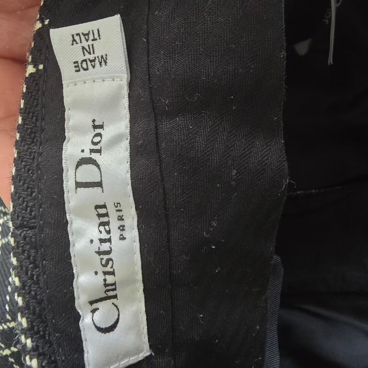 Dior black checkered wool cropped pants Size 34" / US 12 / IT 48 - 3 Thumbnail
