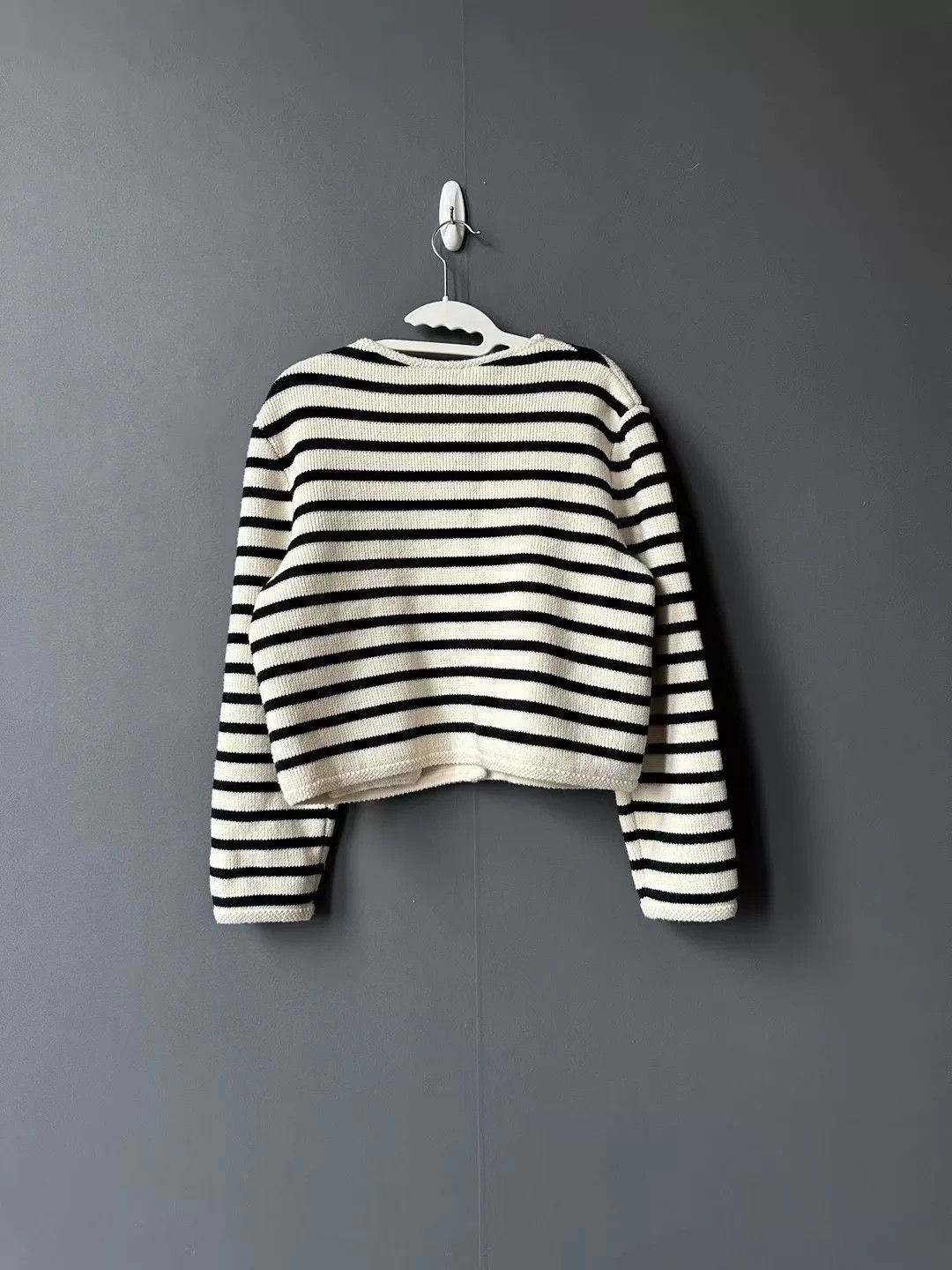 Celine celine black and white striped wool coat Size M / US 6-8 / IT 42-44 - 2 Thumbnail