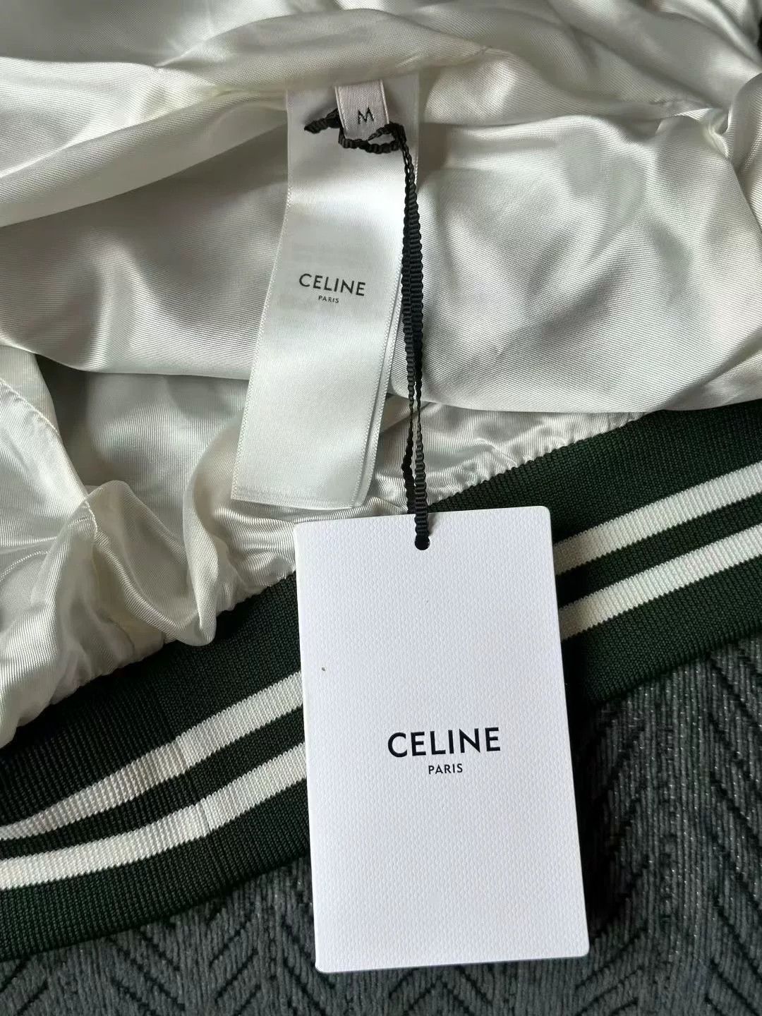 Celine celine green embroidered logo stand collar jacket Size US M / EU 48-50 / 2 - 4 Thumbnail