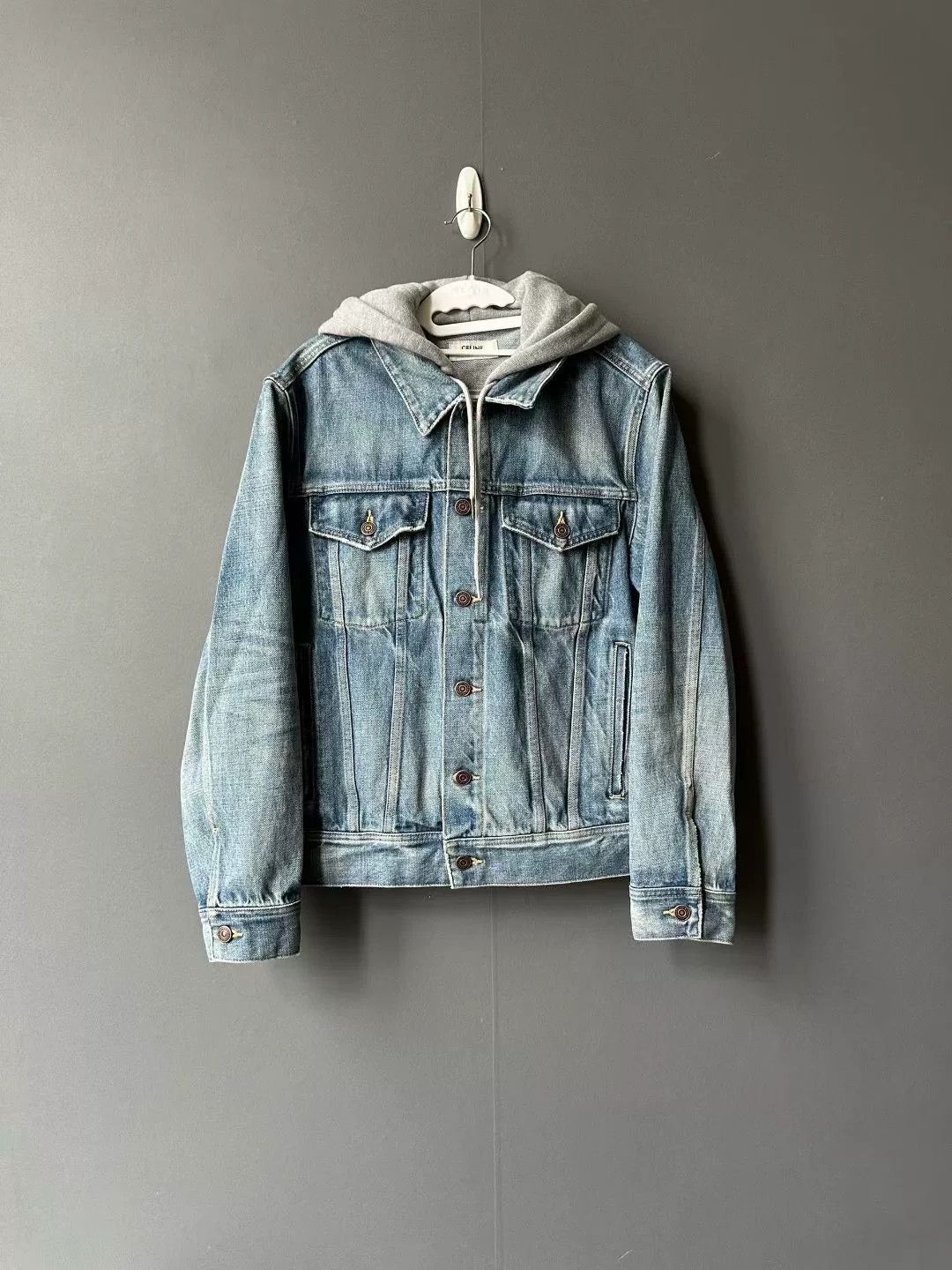 Celine gray logo denim jacket with hood Size US S / EU 44-46 / 1 - 2 Thumbnail