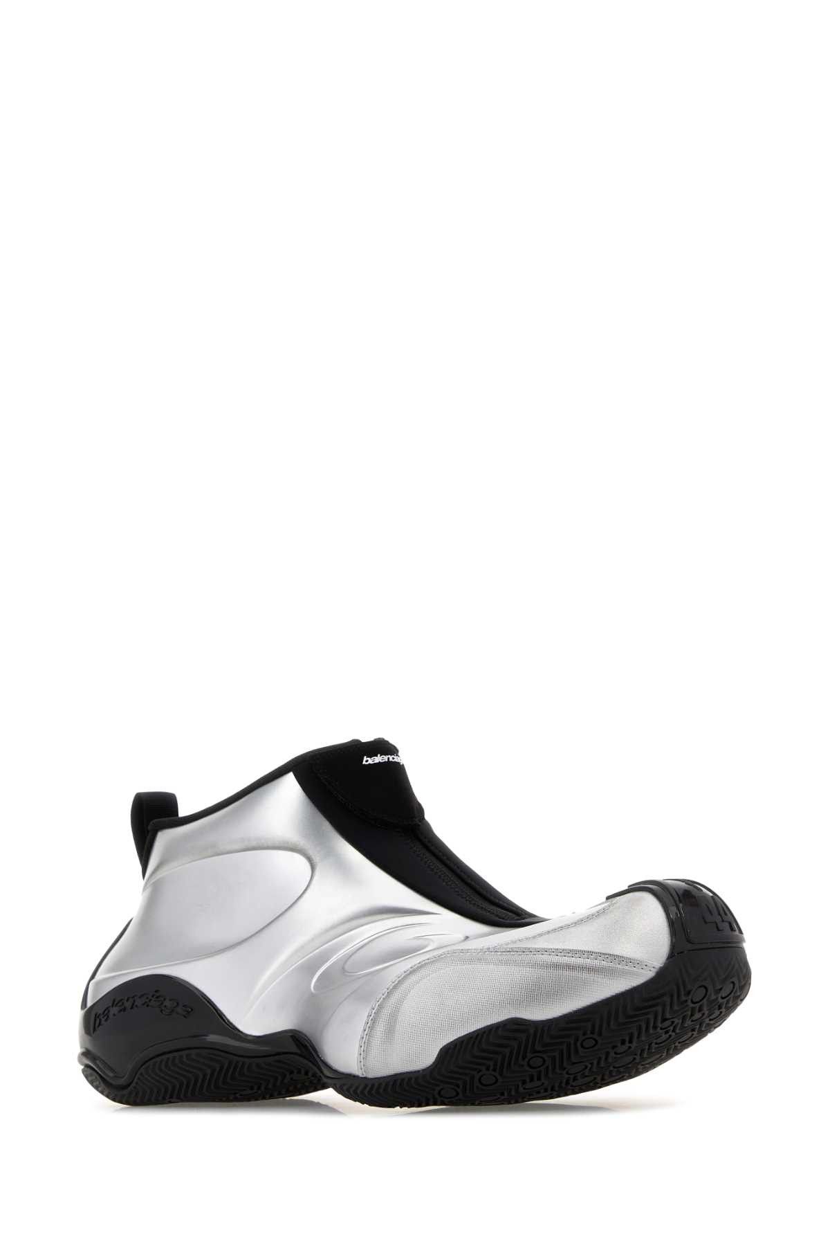 Balenciaga Silver Fabric Basketball Sneakers Size US 11 / EU 44 - 2 Thumbnail