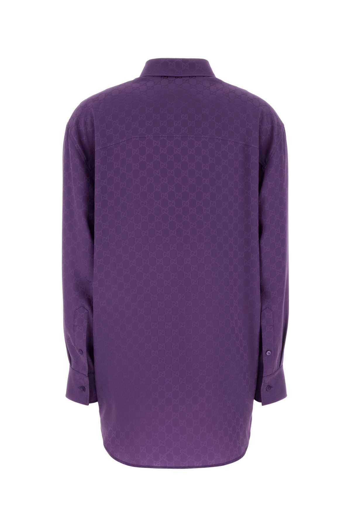 Gucci Purple Silk Oversize Shirt Size S / US 4 / IT 40 - 2 Thumbnail