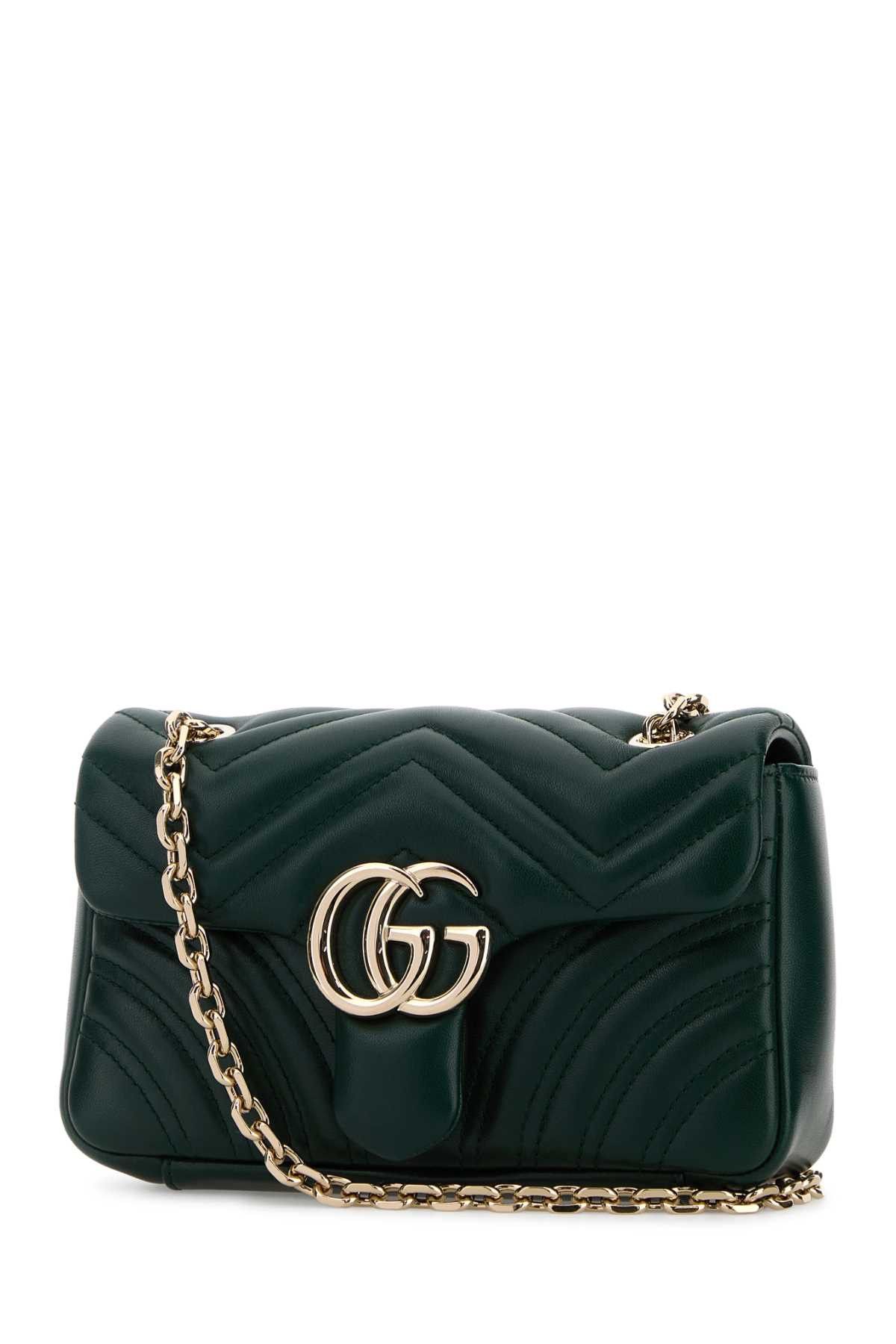Gucci Dark Green Nappa Leather Small Gg Marmont Shoulder Bag Size ONE SIZE - 2 Thumbnail