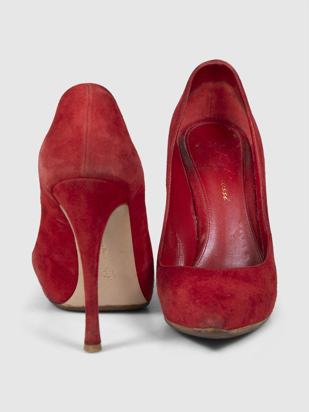 Gianvito Rossi Red Suede Point-Toe Pumps Size US 7 / IT 37 - 3 Thumbnail