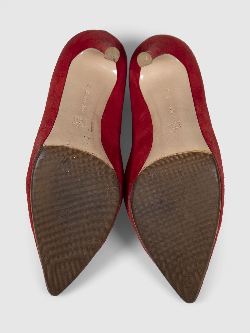 Gianvito Rossi Red Suede Point-Toe Pumps Size US 7 / IT 37 - 4 Thumbnail