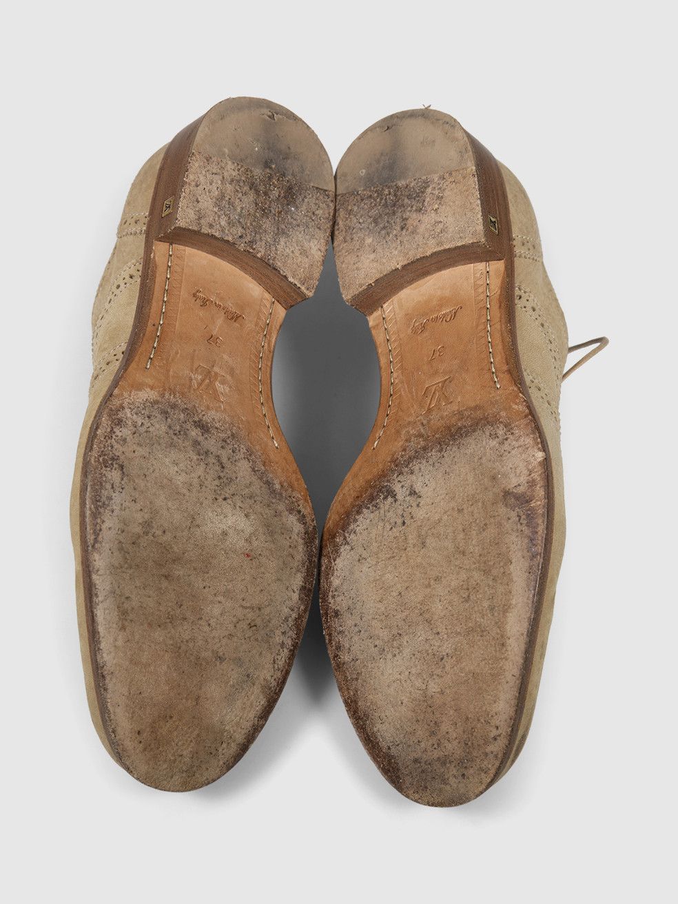Louis Vuitton Beige Suede Leather Brogues Size US 7 / IT 37 - 4 Thumbnail