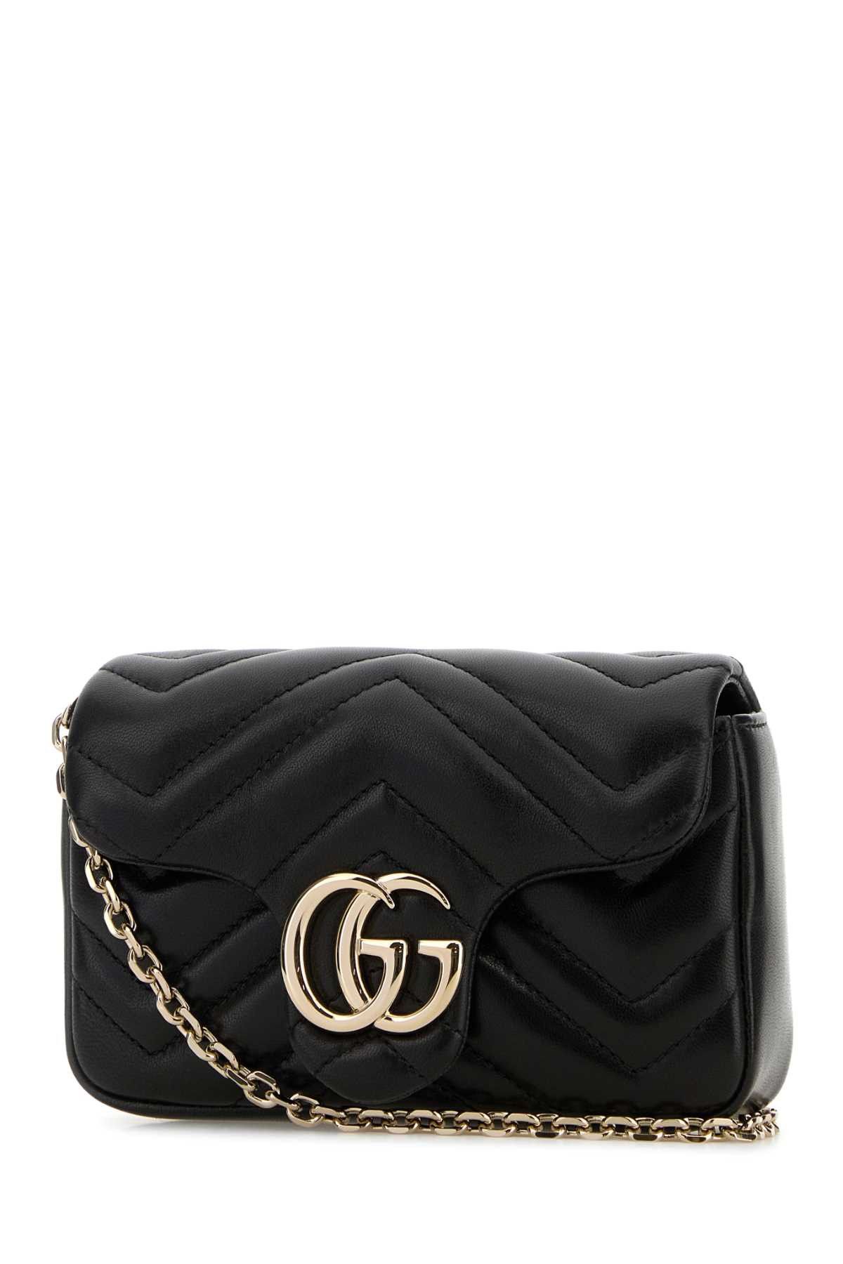 Black Leather Mini Gg Marmont Shoulder Bag