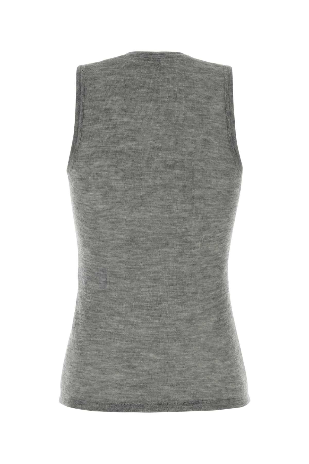 Saint Laurent Paris Melange Grey Cashmere Tank Top Size L / US 10 / IT 46 - 2 Thumbnail