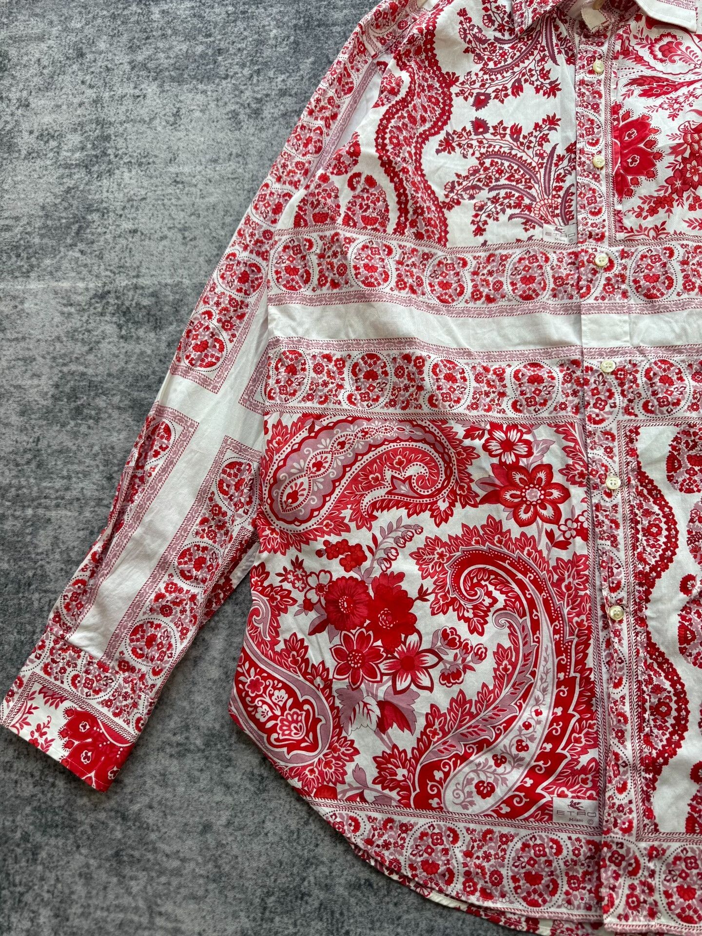 Etro etro red floral pattern shirt Size L / US 10 / IT 46 - 3 Thumbnail