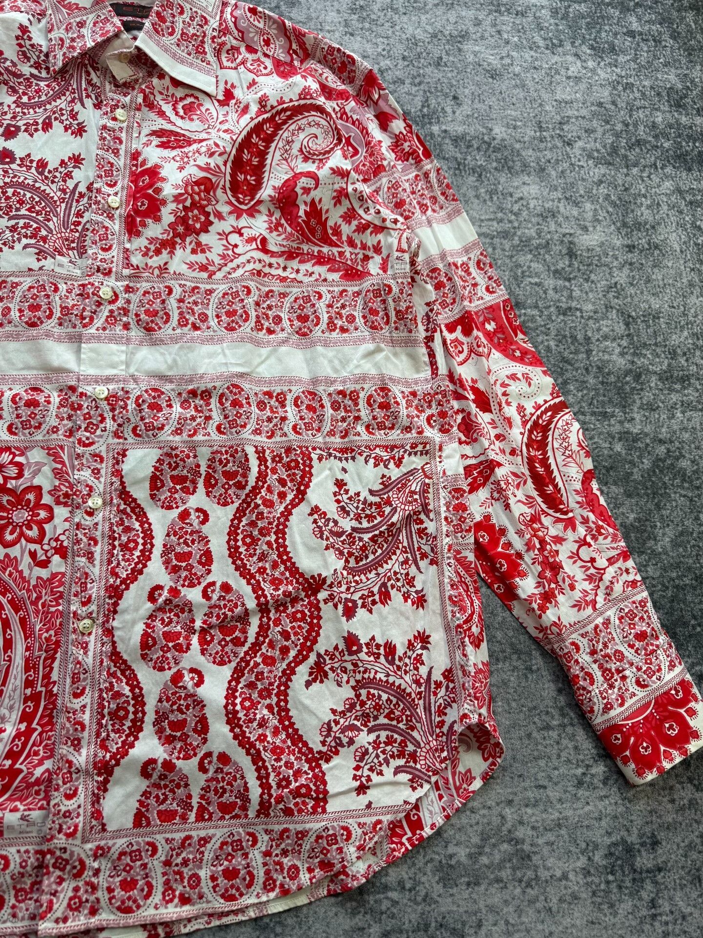 Etro etro red floral pattern shirt Size L / US 10 / IT 46 - 4 Thumbnail