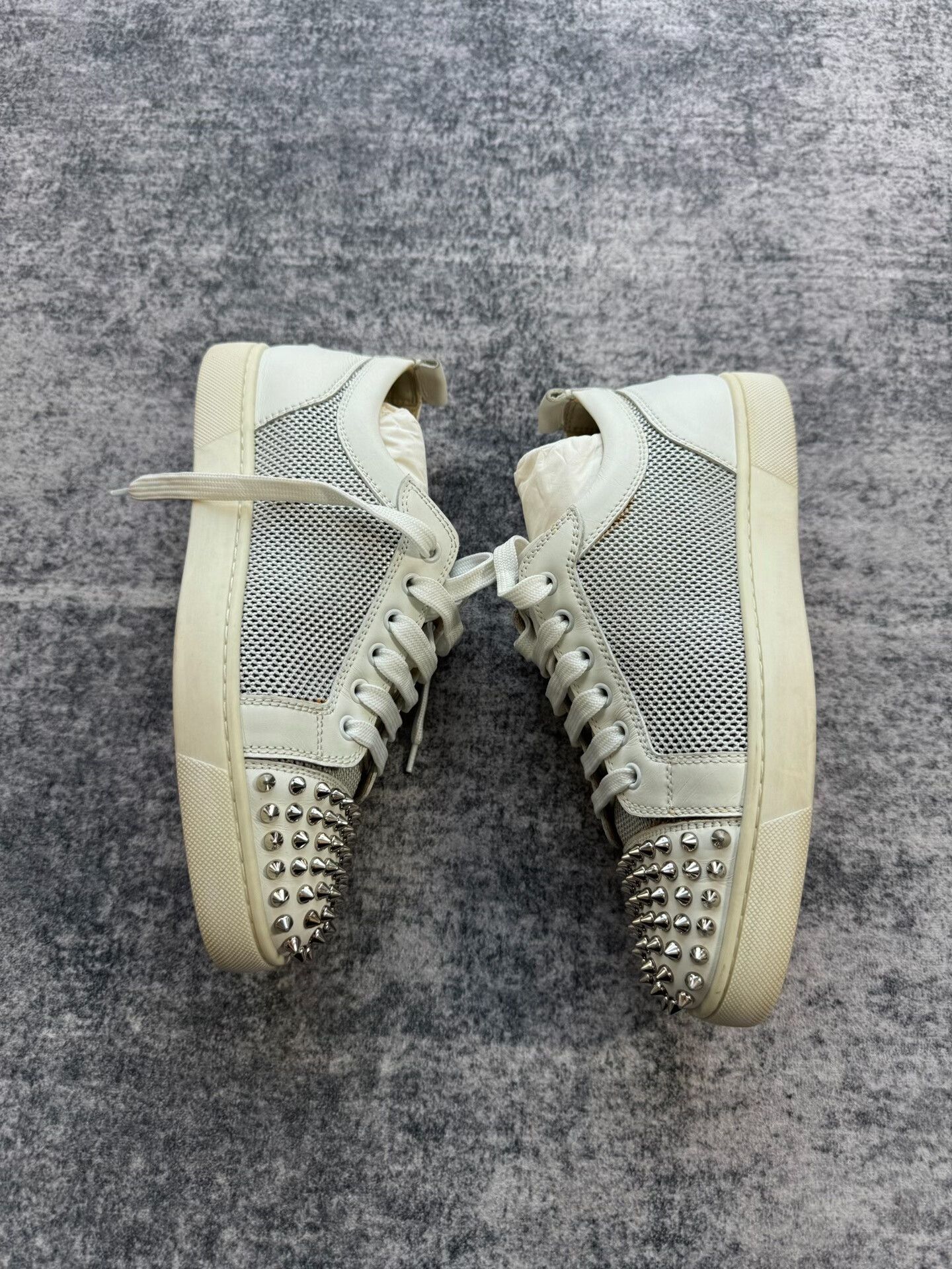 Christian Louboutin Christian Louboutin White Studded Sneakers Size US 10 / IT 40 - 3 Thumbnail