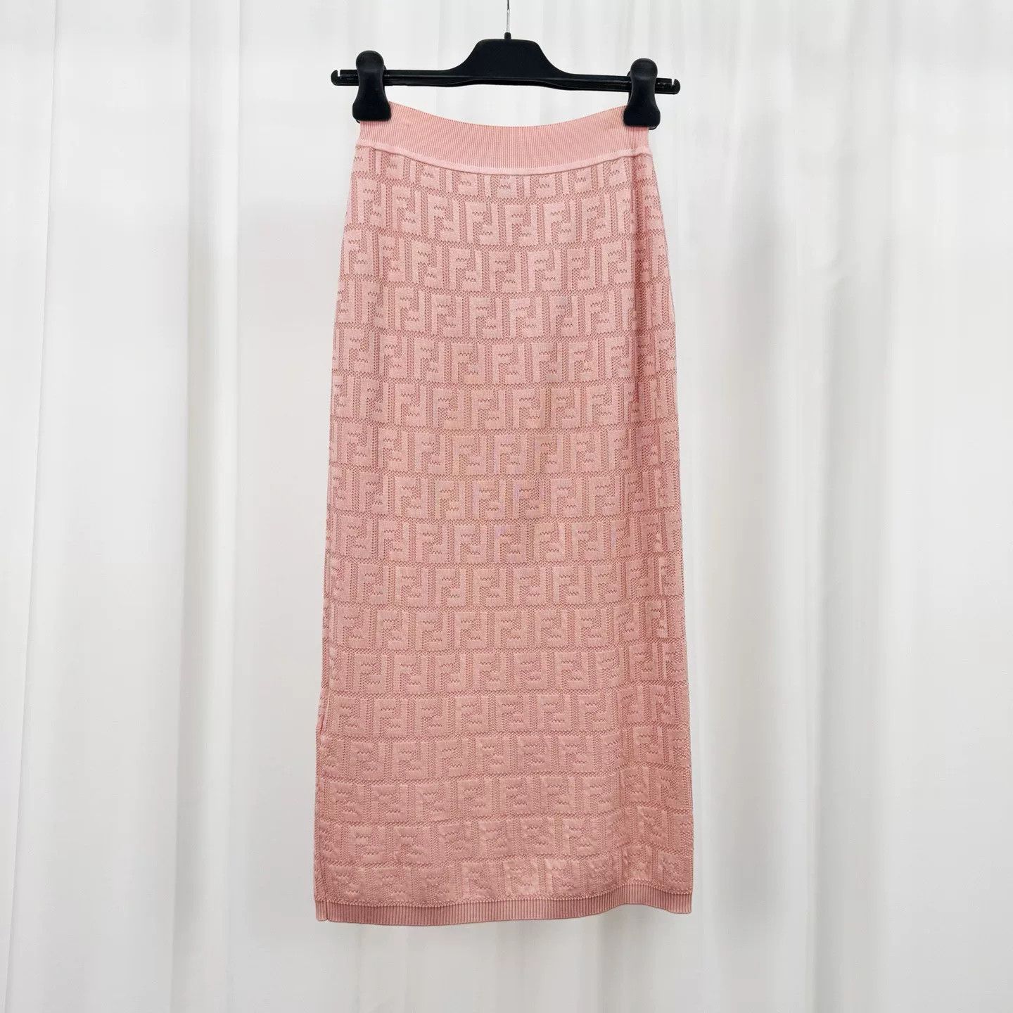 Fendi Fendi Pink Logo Knit Midi Skirt Size 40" / US 18 - 2 Thumbnail