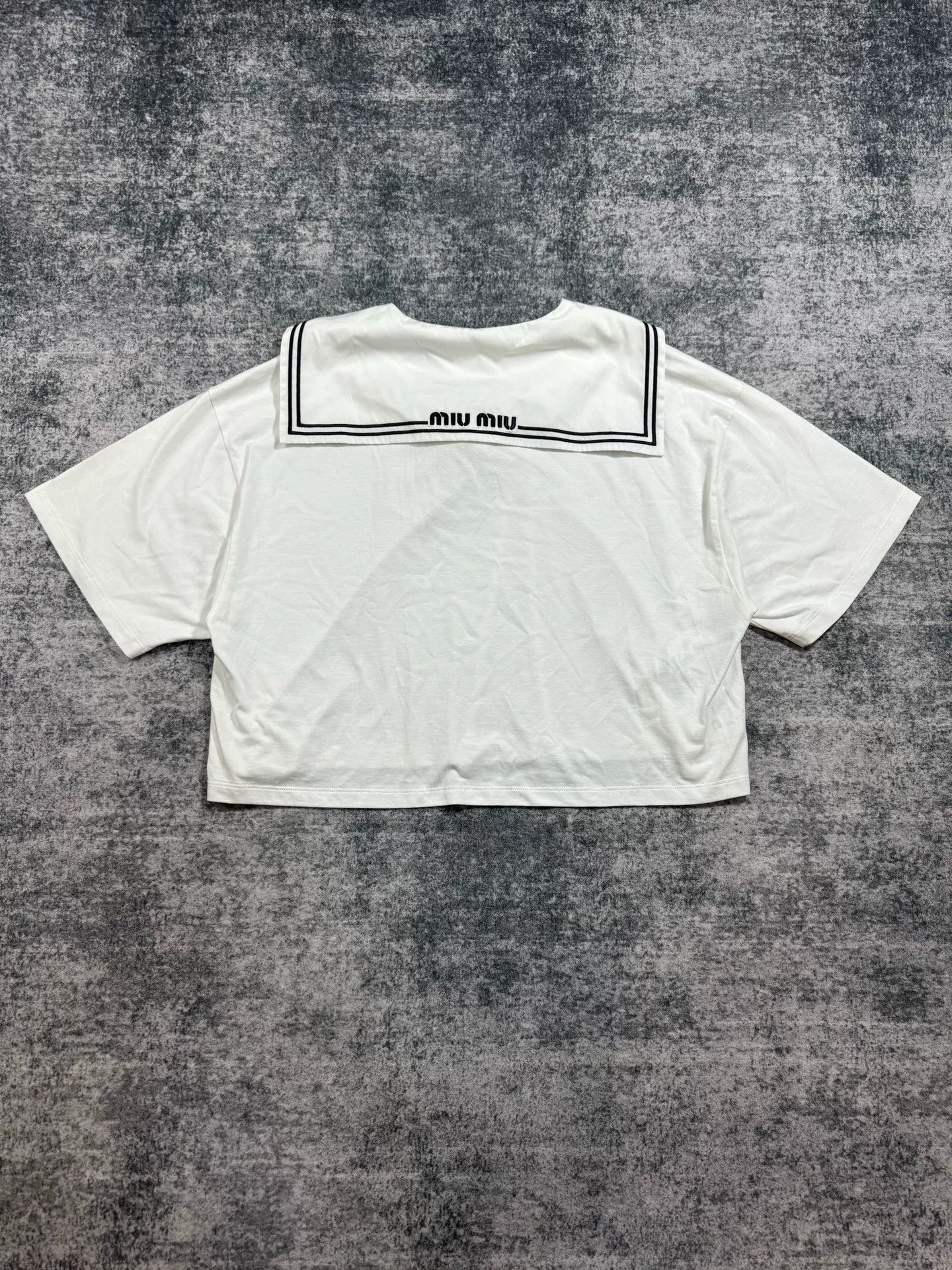 Miu Miu Miu Miu White Sailor Collar Short Sleeve Top Size M / US 6-8 / IT 42-44 - 2 Thumbnail