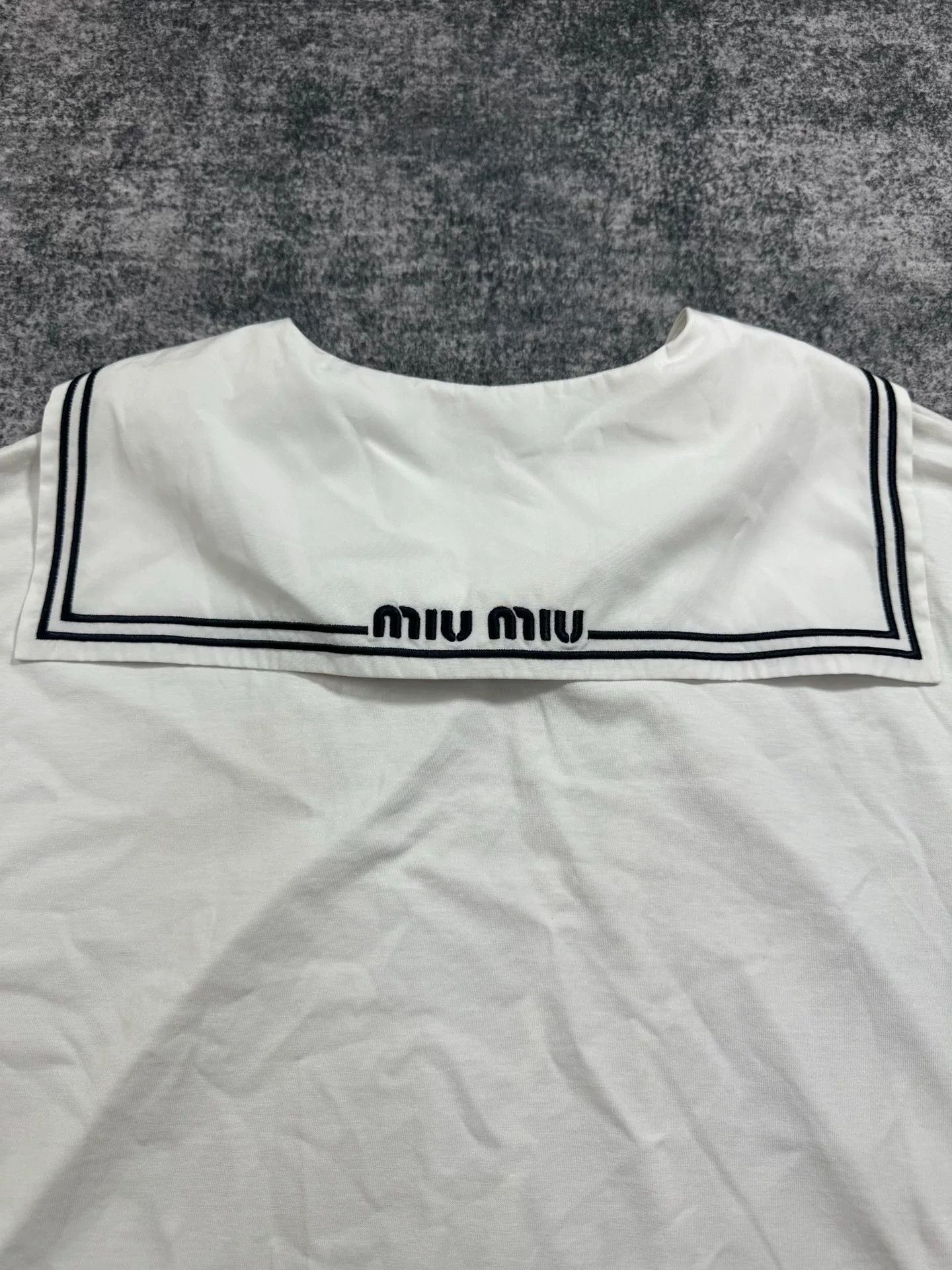 Miu Miu Miu Miu White Sailor Collar Short Sleeve Top Size M / US 6-8 / IT 42-44 - 4 Thumbnail