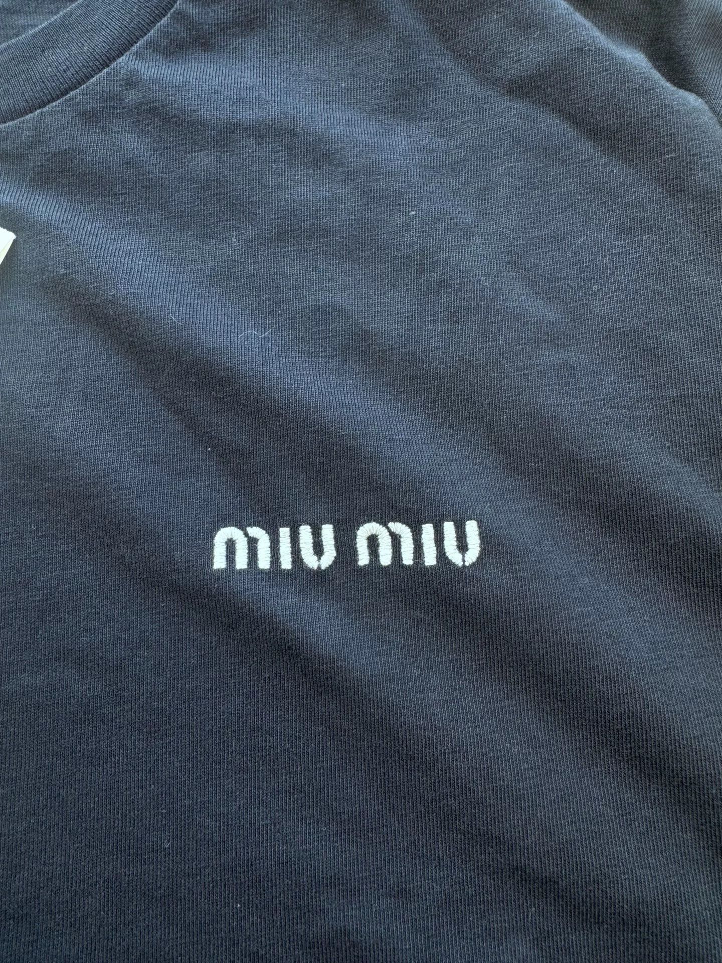 Miu Miu Miu Miu Navy Long Sleeve Logo Top Size M / US 6-8 / IT 42-44 - 4 Thumbnail