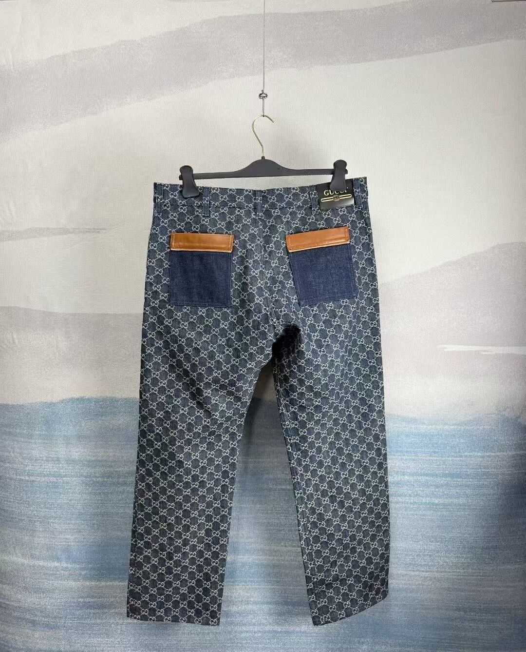 Gucci Gucci Blue Denim Pants with Logo Print Size US 27 - 3 Thumbnail