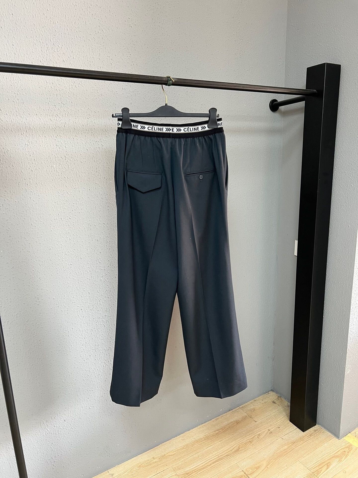 Celine celine wool wide-leg pants with logo waistband Size 38" / US 16 / IT 52 - 2 Thumbnail