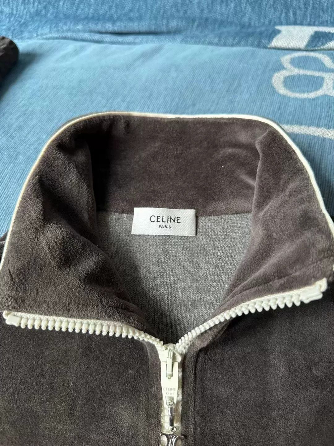 Celine celine brown velour bomber jacket Size S / US 4 / IT 40 - 3 Thumbnail
