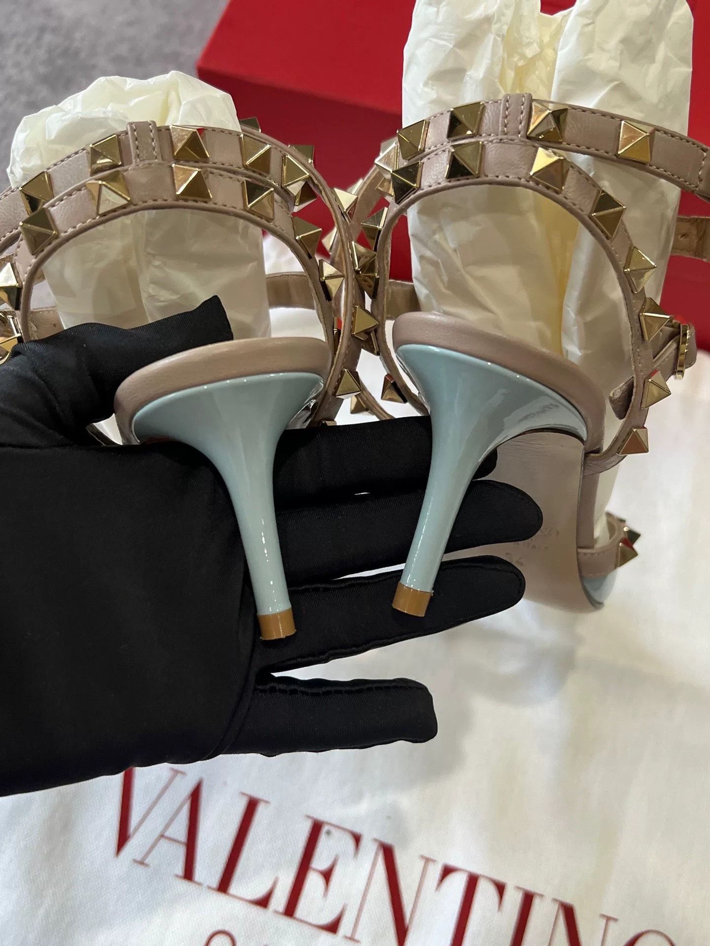 valentino blue leather high heel sandals